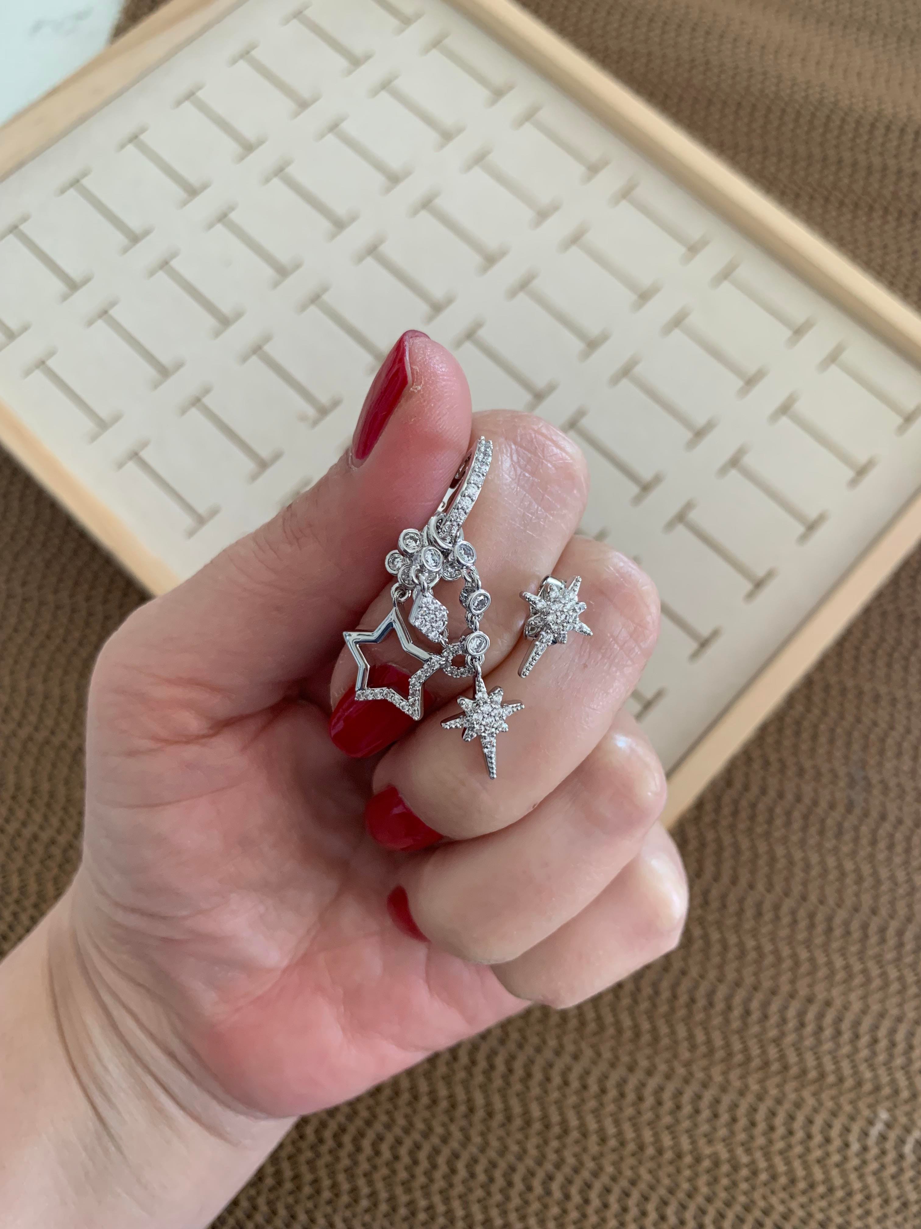 Vip Zirkon Taşlı Kutup Yıldız Charm Tasarım Küpe