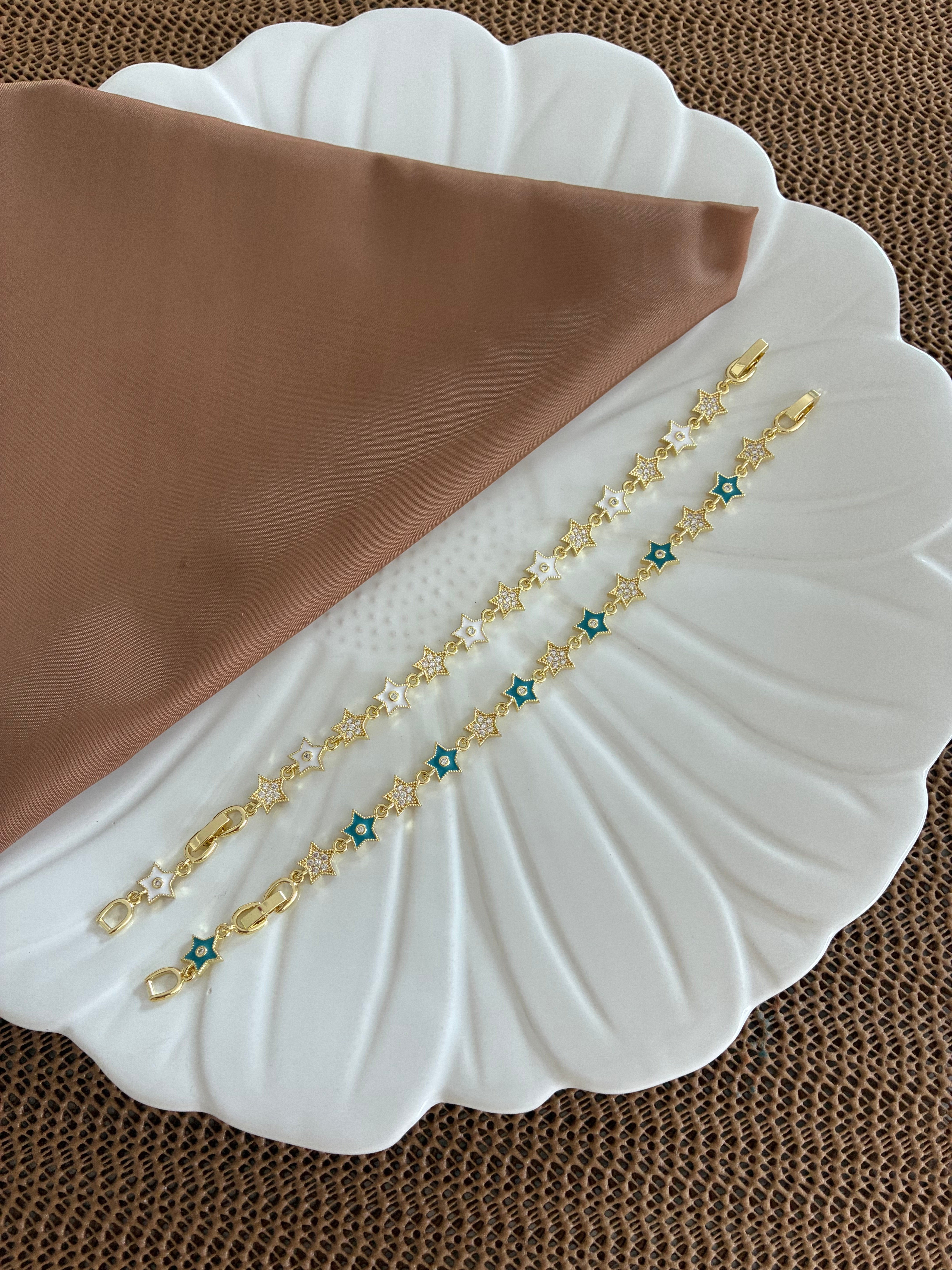 Vip Zirkon Taşlı Sdf Mineli Yıldız Sıralı Bileklik