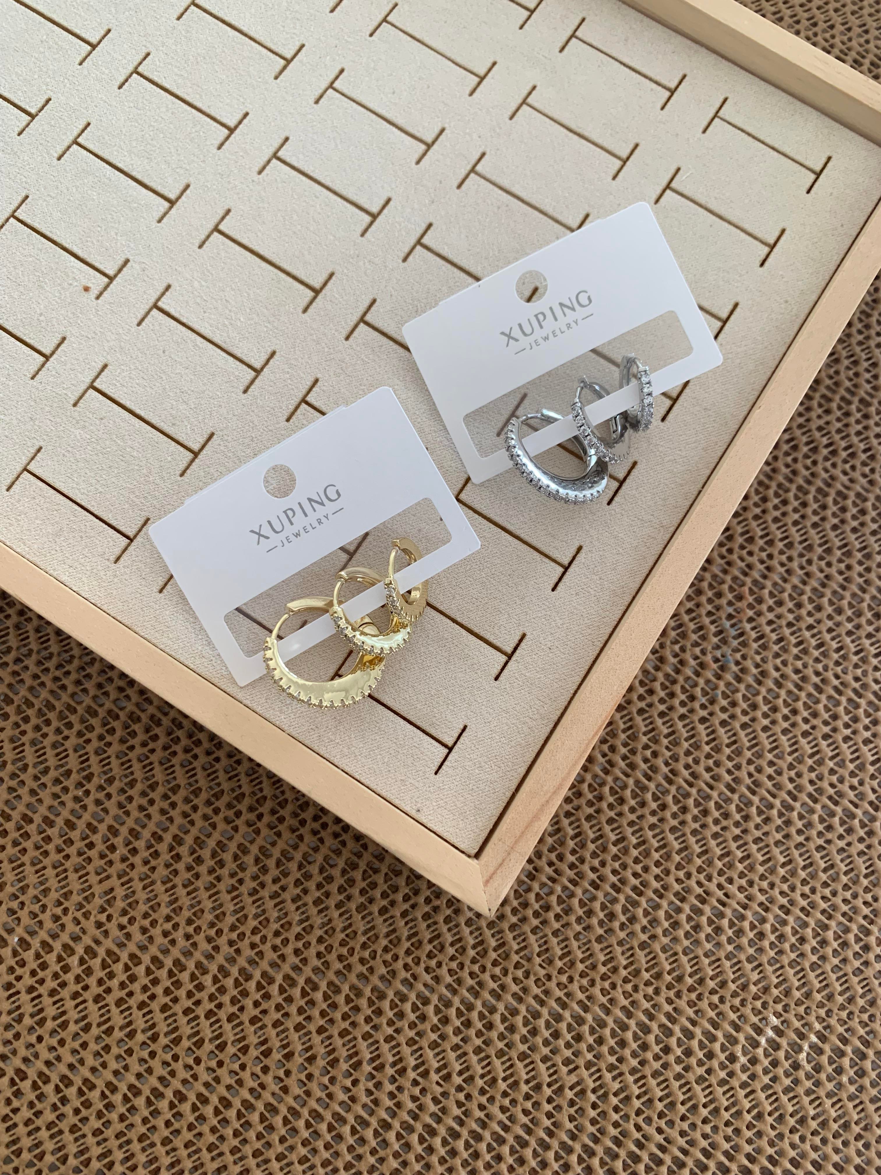 Vip Zirkon Taşlı Su Yolu Sıralı Üçlü Set Oval Küpe