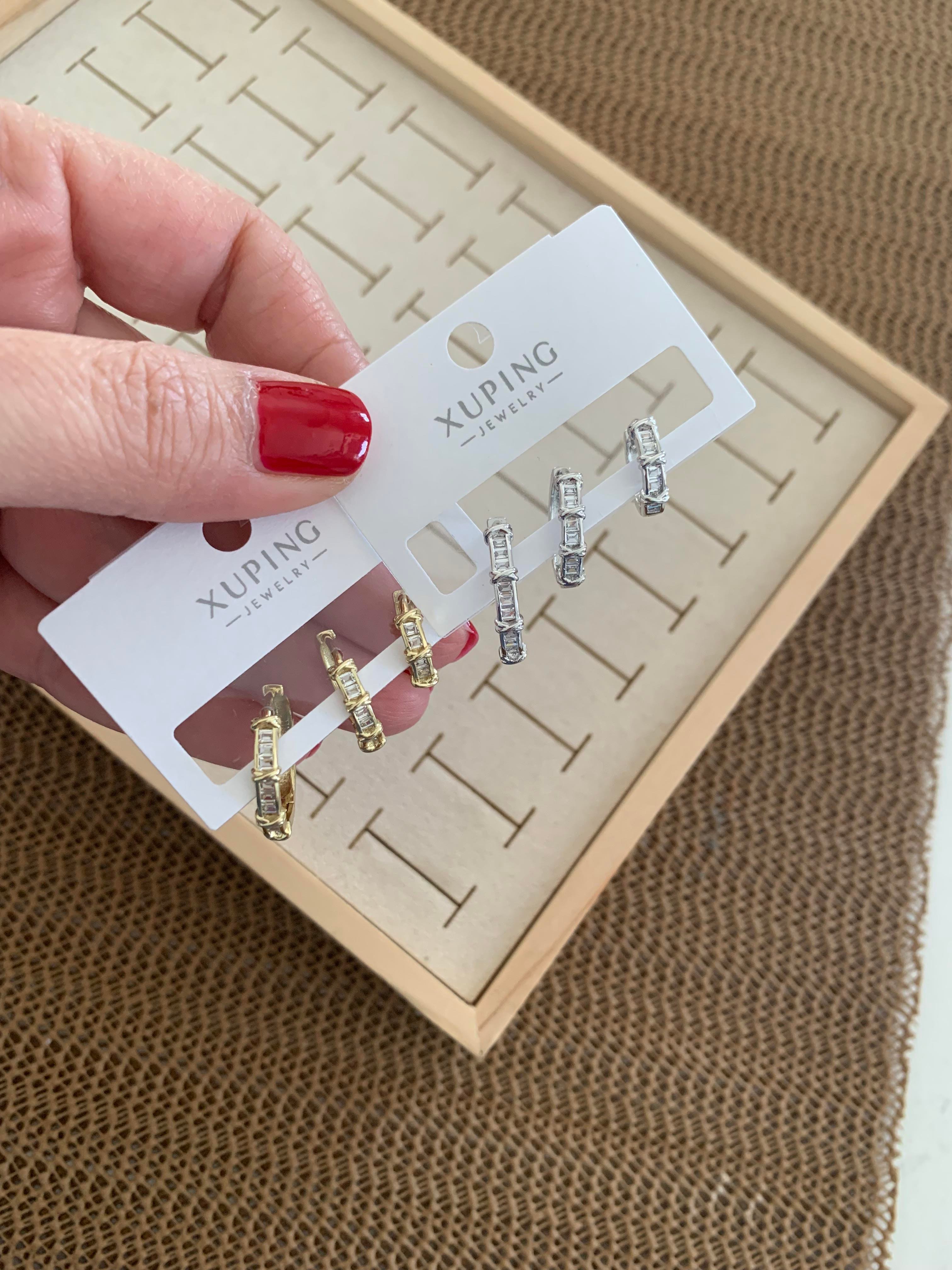 Vip Zirkon Taşlı X Sıralı Üçlü Set Halka Küpe