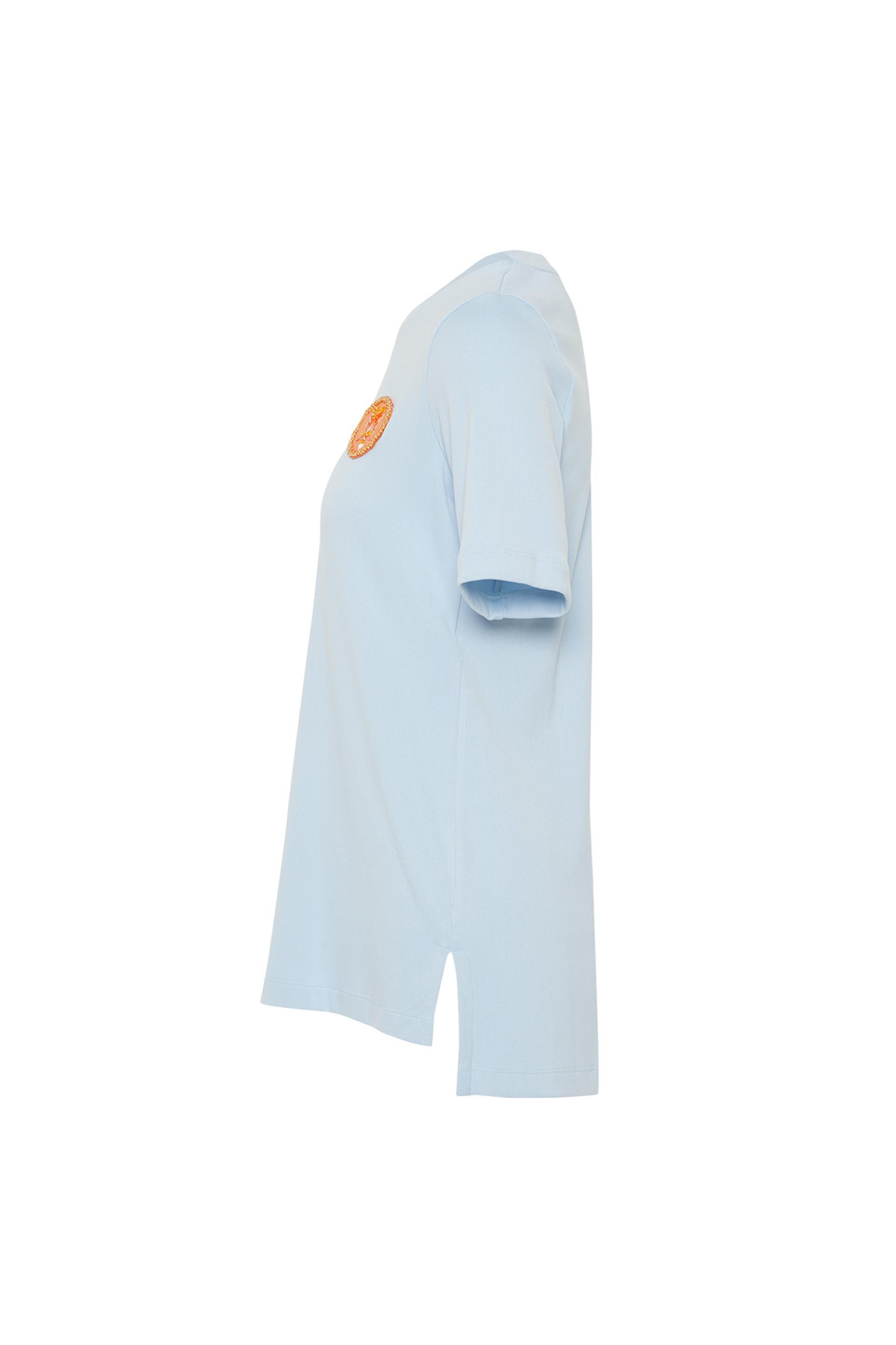 Aplike Nakış Detaylı Basic Ekru Tshirt