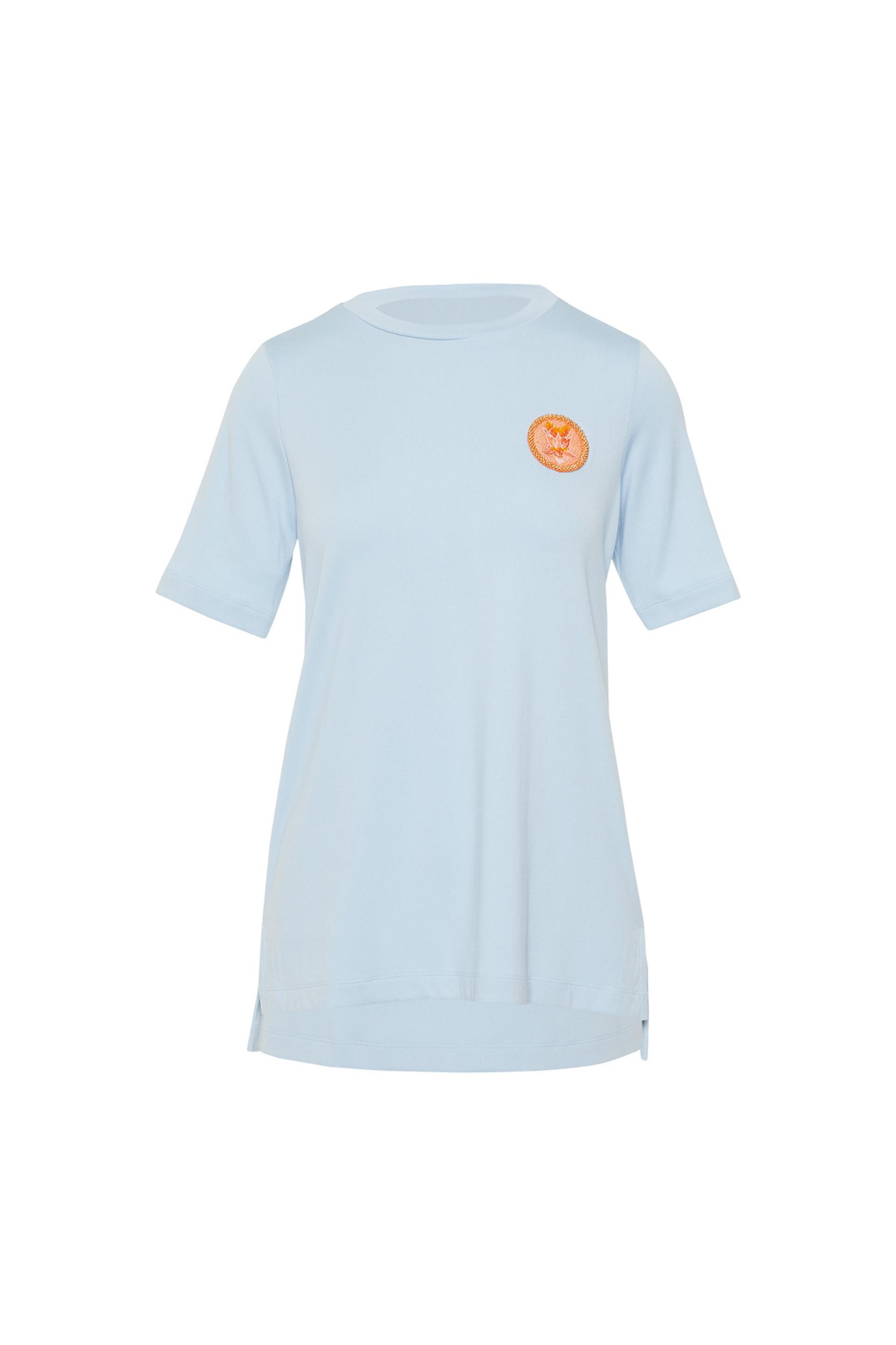 Aplike Nakış Detaylı Basic Ekru Tshirt