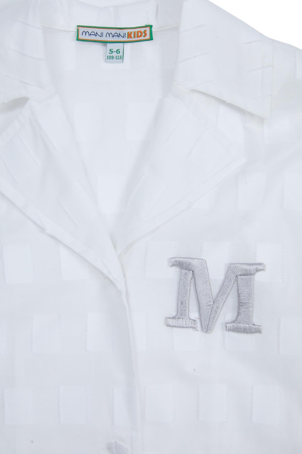 Aplike Nakışlı Yarım Kollu Beyaz Gömlek