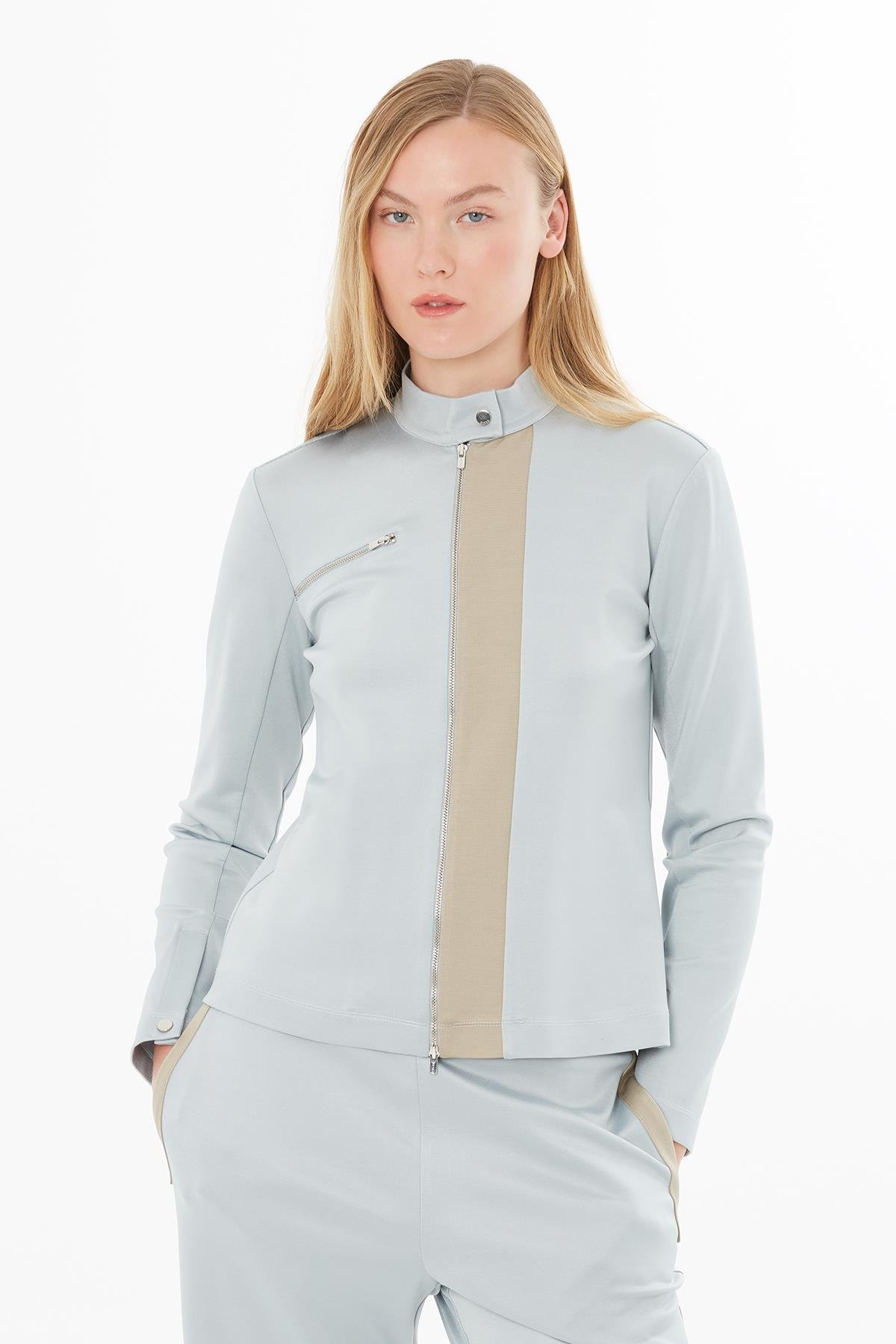 Arkada Baskı Detaylı Gri Ceket