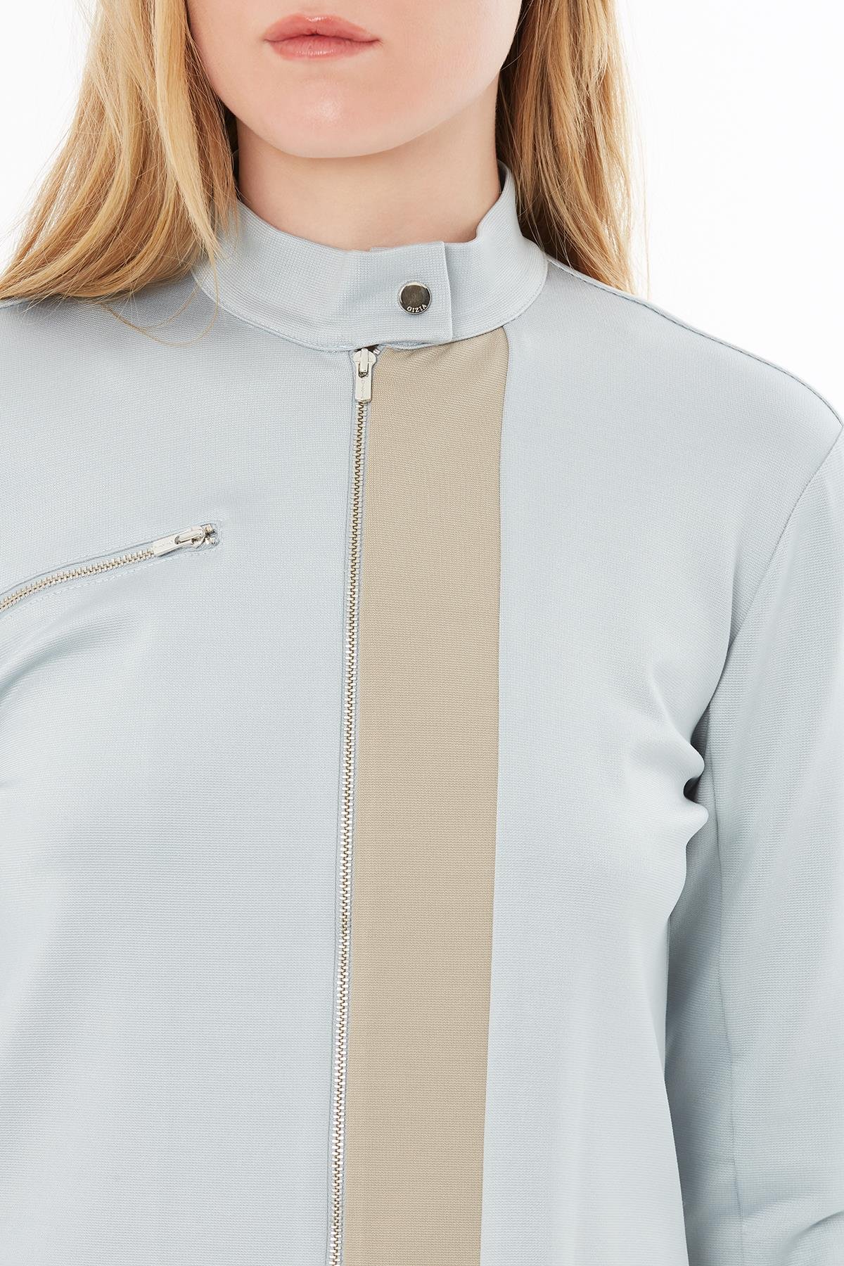 Arkada Baskı Detaylı Gri Ceket