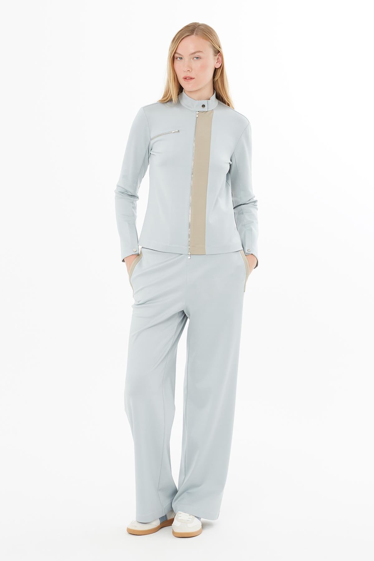 Arkada Baskı Detaylı Gri Ceket