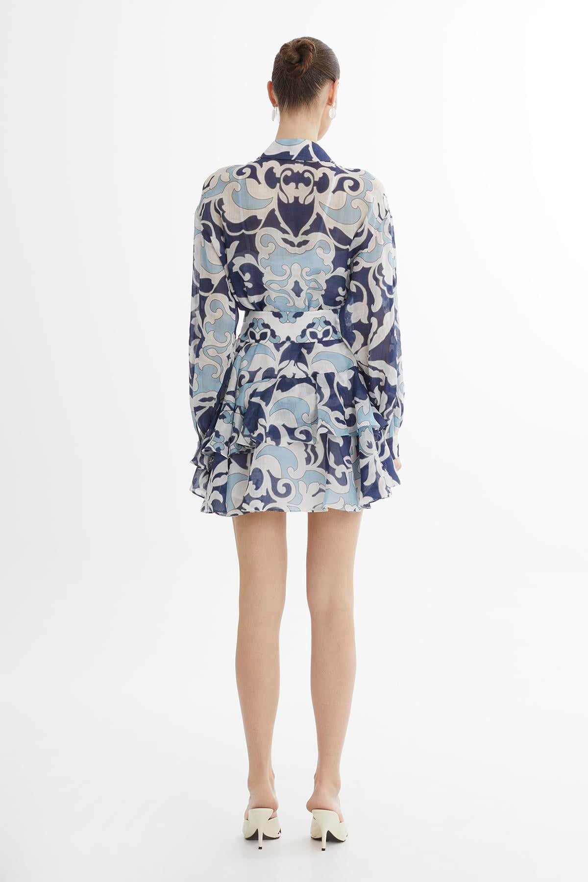 Asymmetric Ruffle Mini Dress