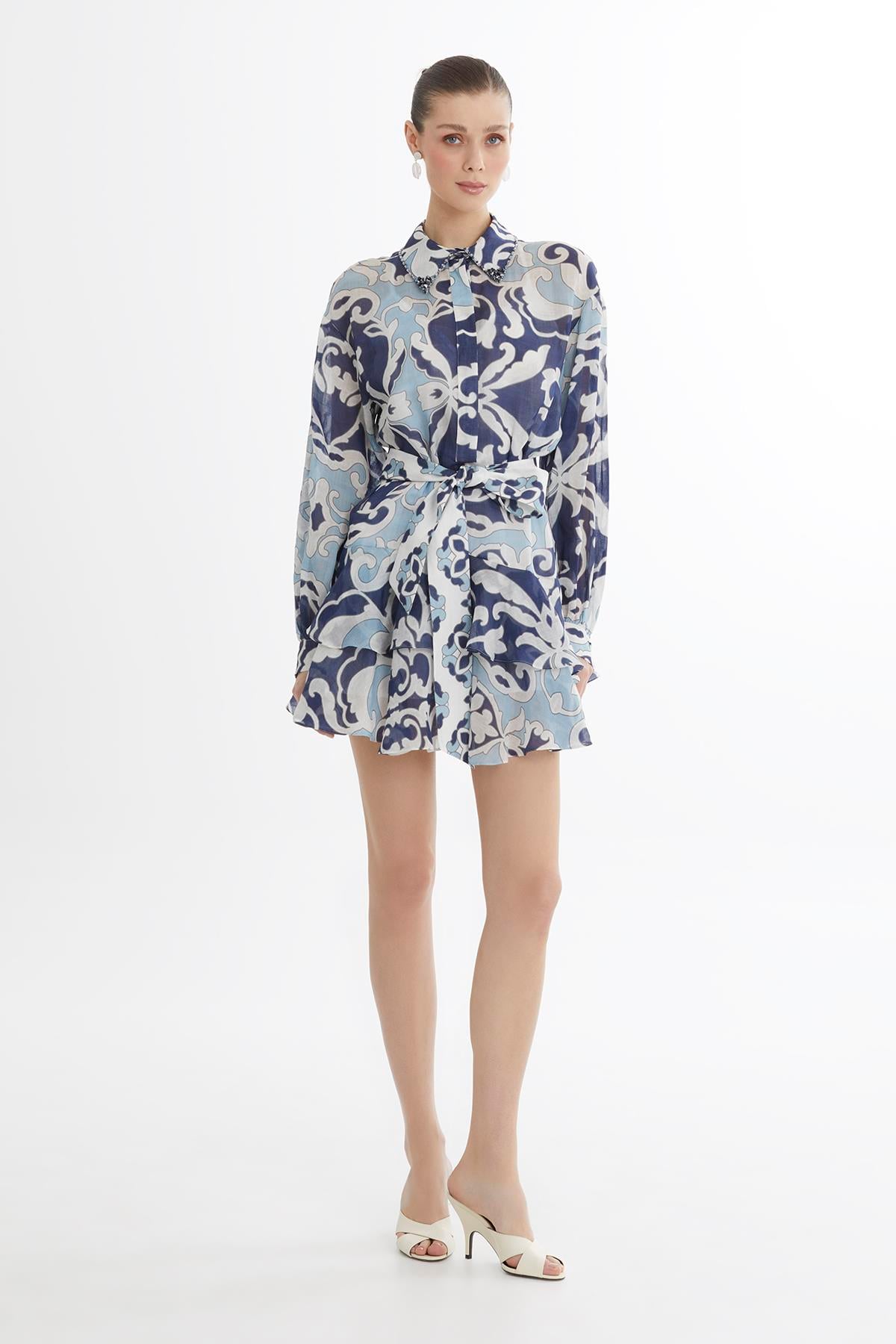 Asymmetric Ruffle Mini Dress