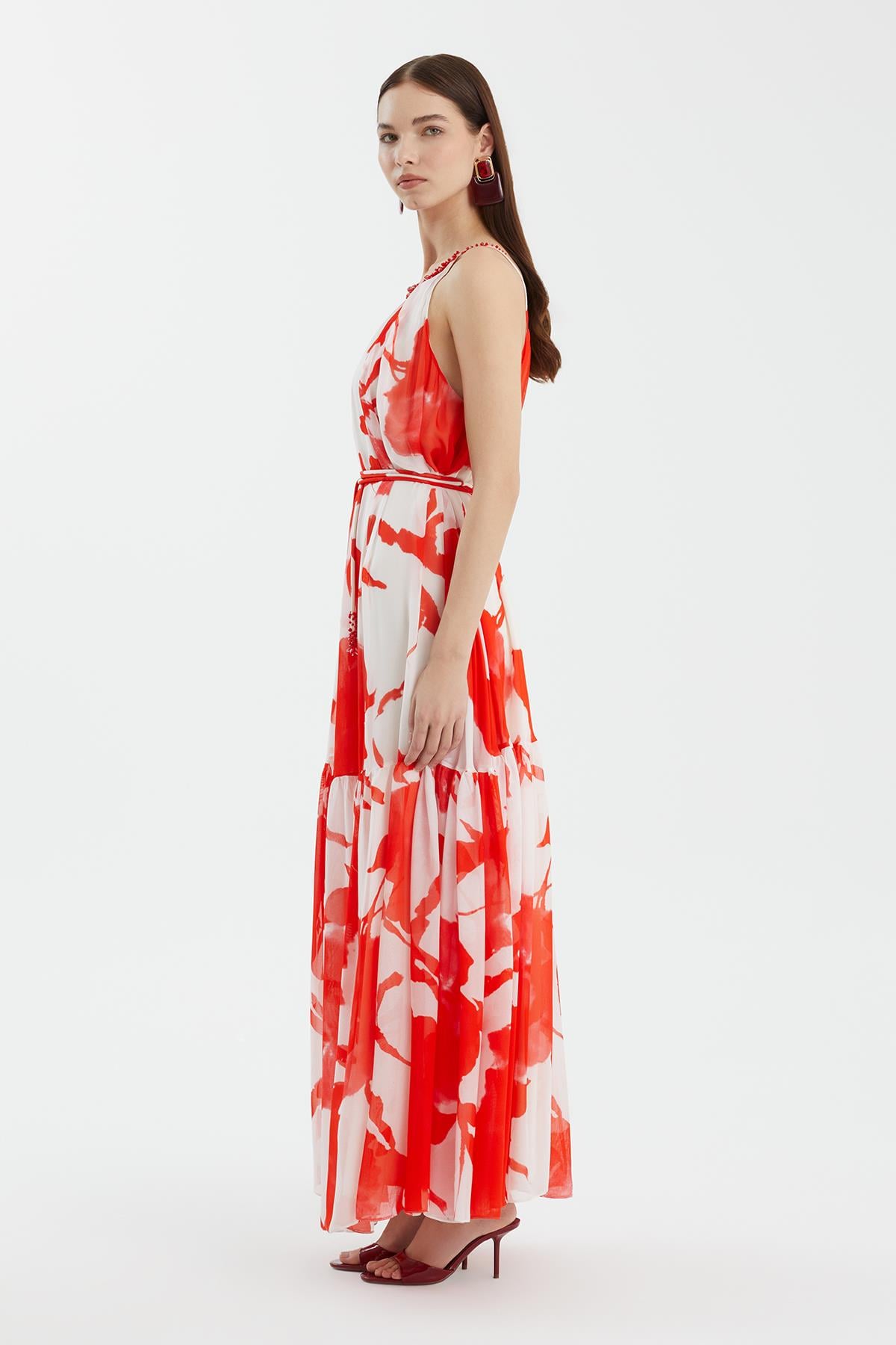 Strappy Embroidered Printed Dress