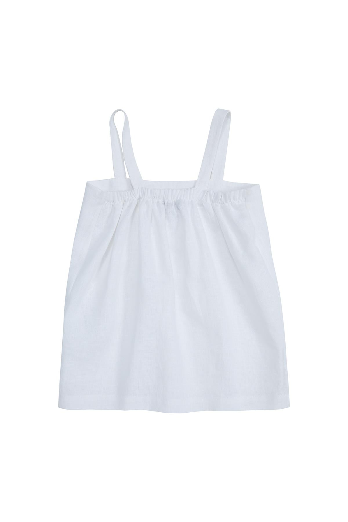 Askılı Pileli Arkası Lastikli Ekru Bluz
