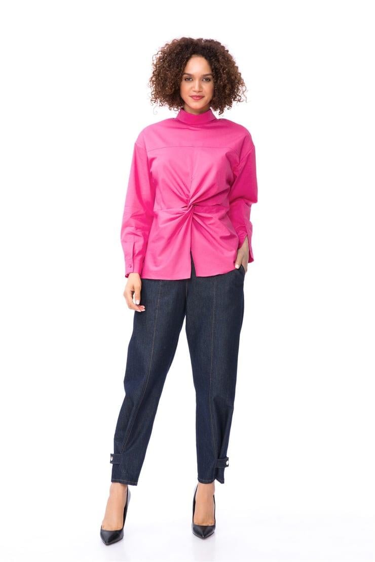 Ruffle Detailed Turtleneck Poplin Blouse