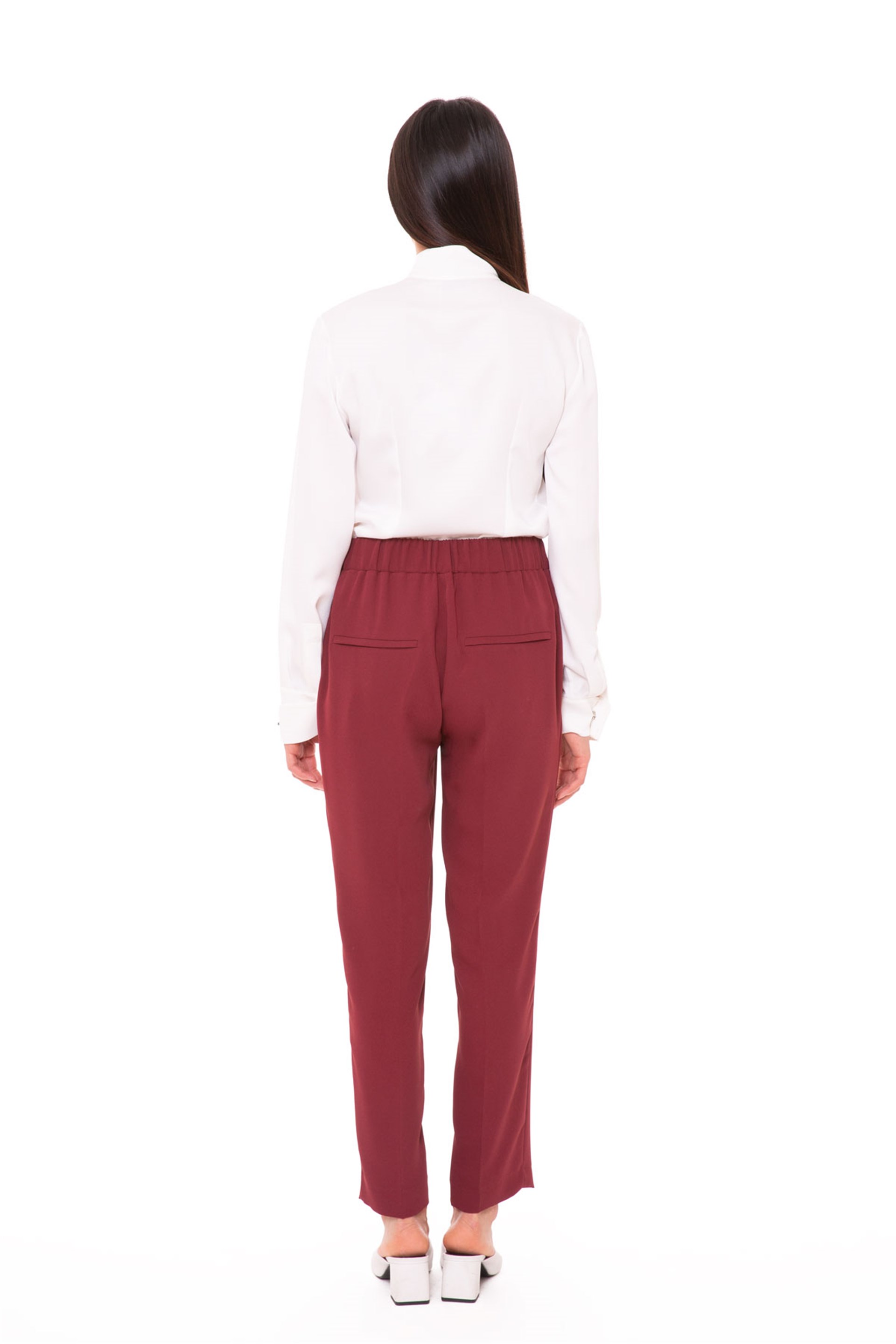 Fastening Detailed Dark Red Carrot Trousers