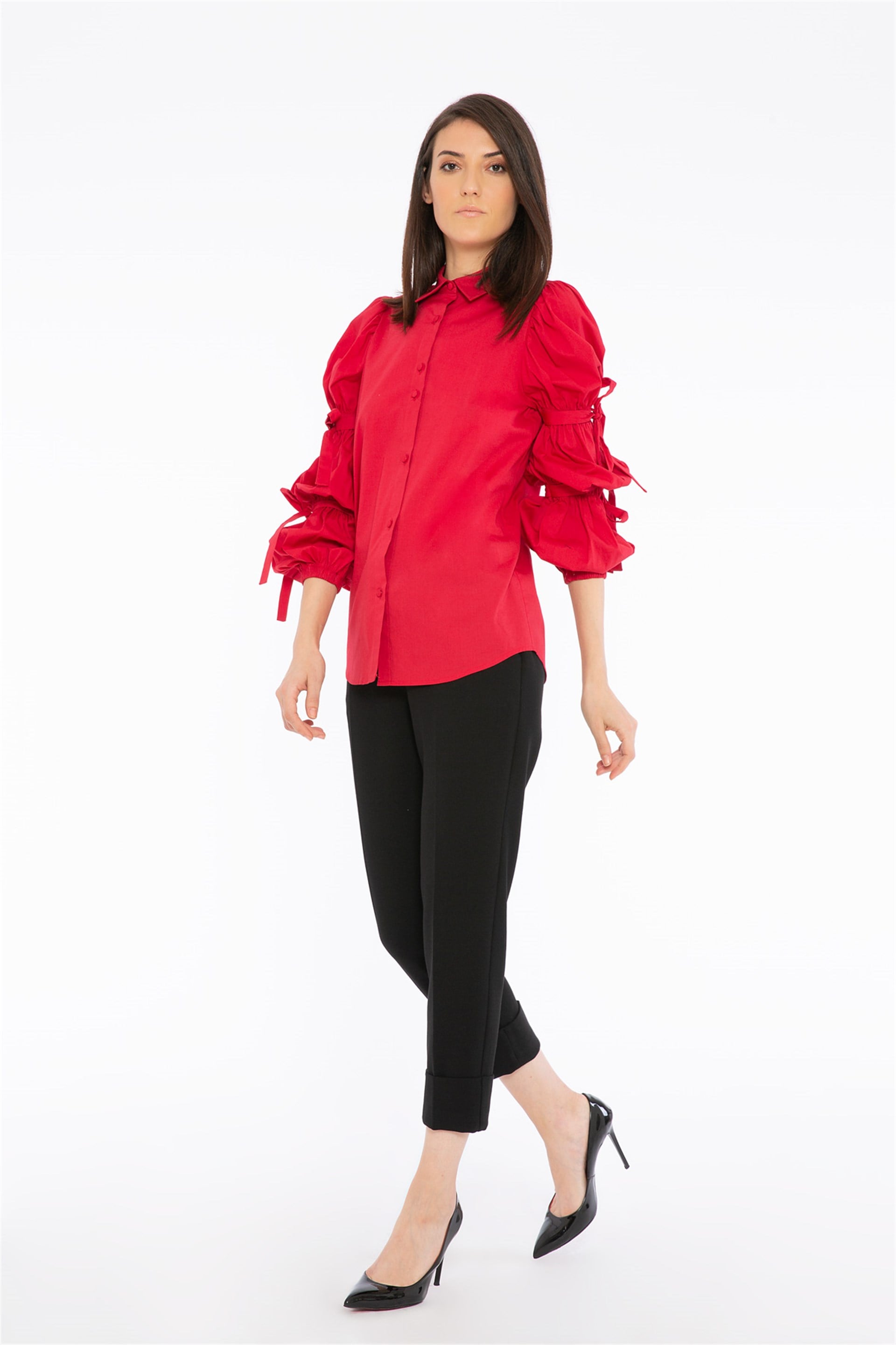 Balloon Sleeve Poplin Blouse