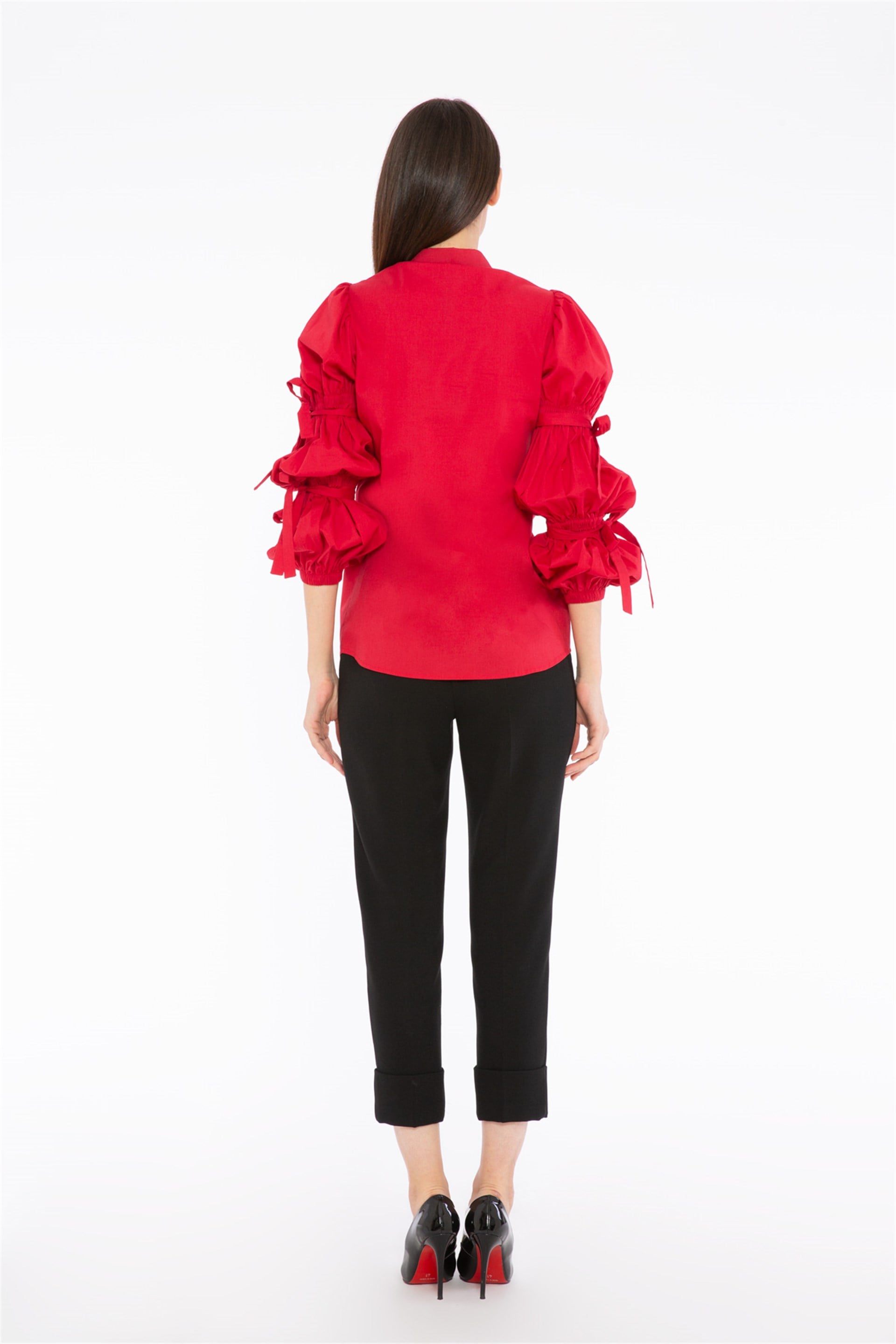 Balloon Sleeve Poplin Blouse