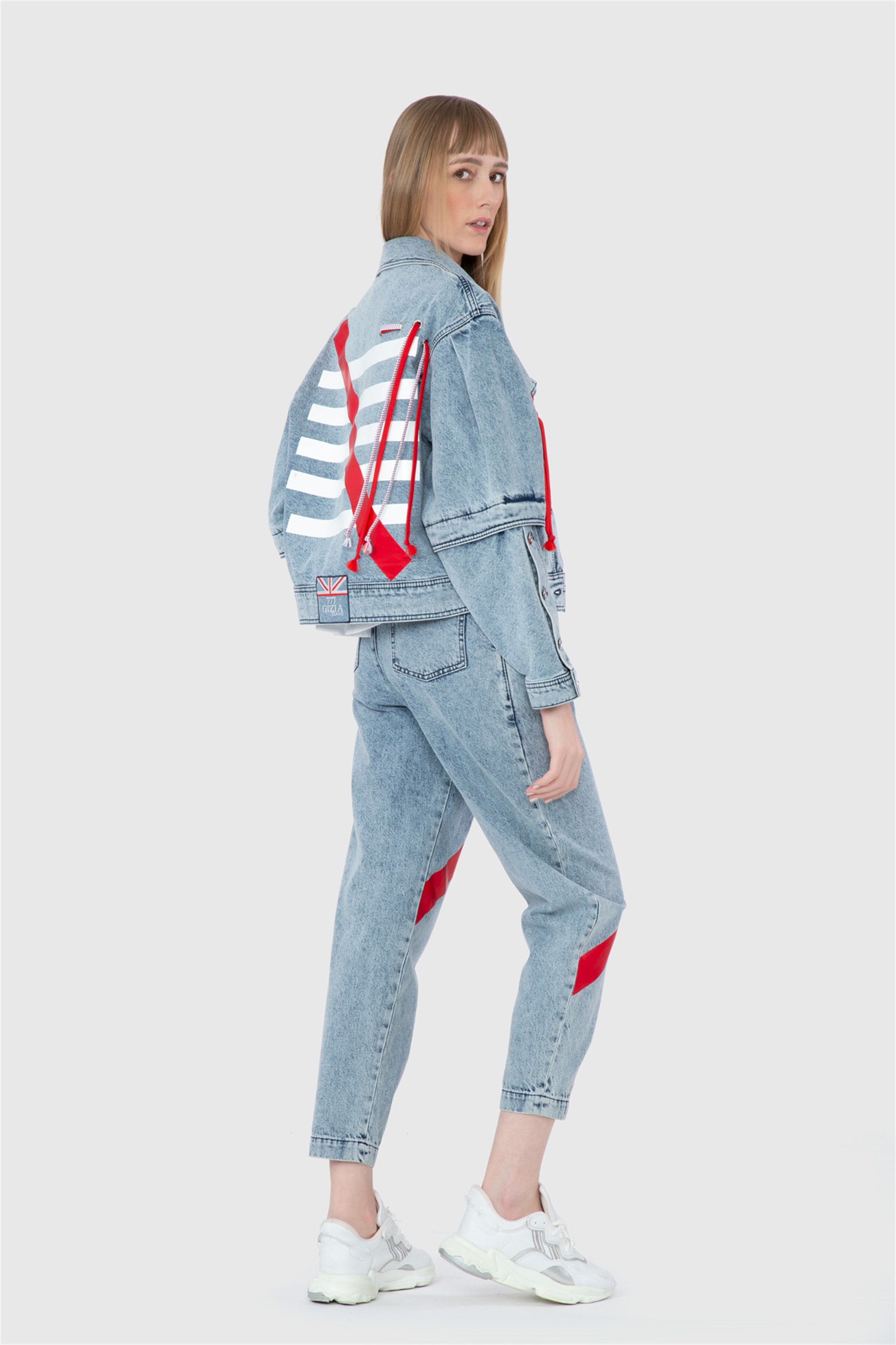 Print Detailed Navy Blue Jacket