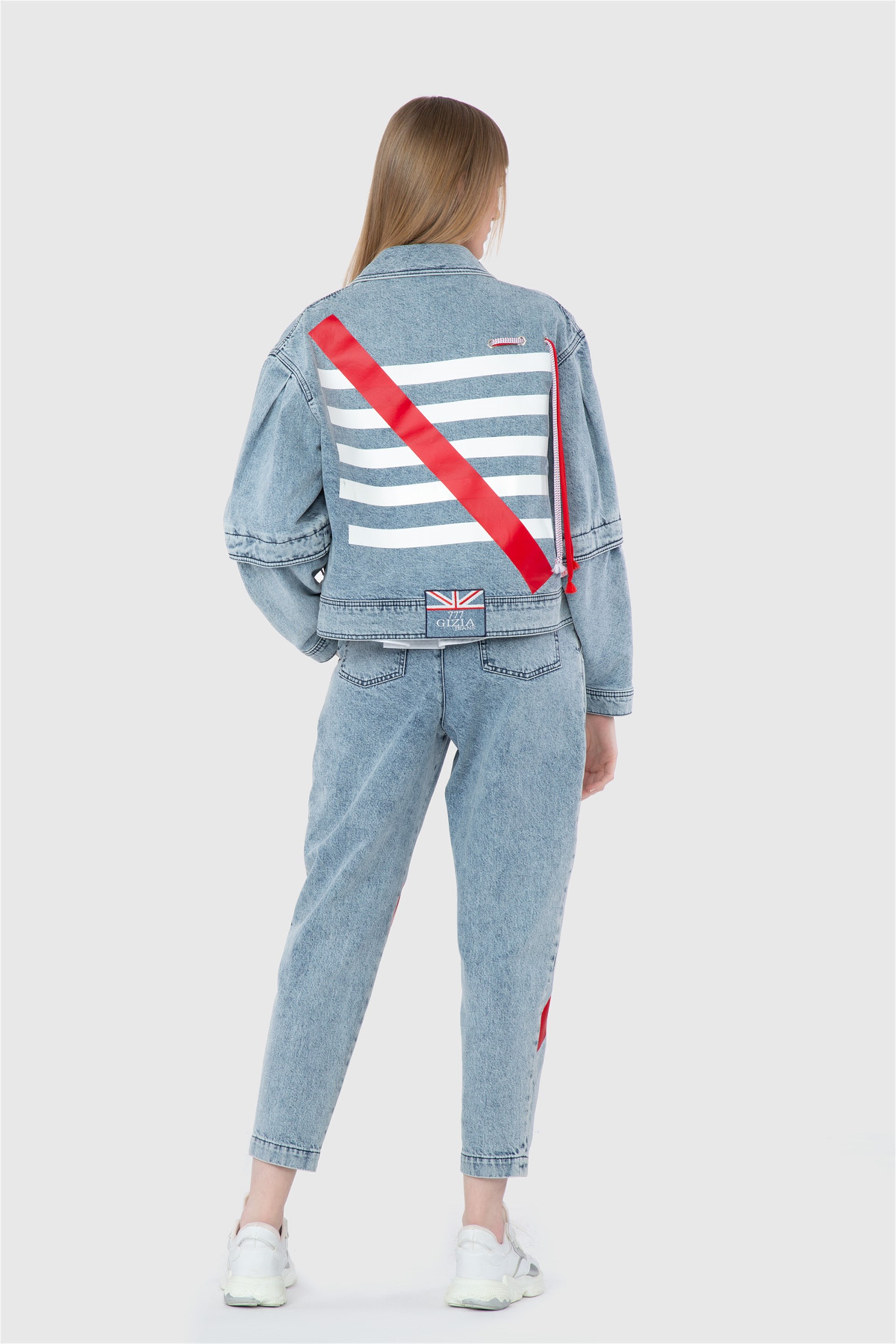 Print Detailed Navy Blue Jacket