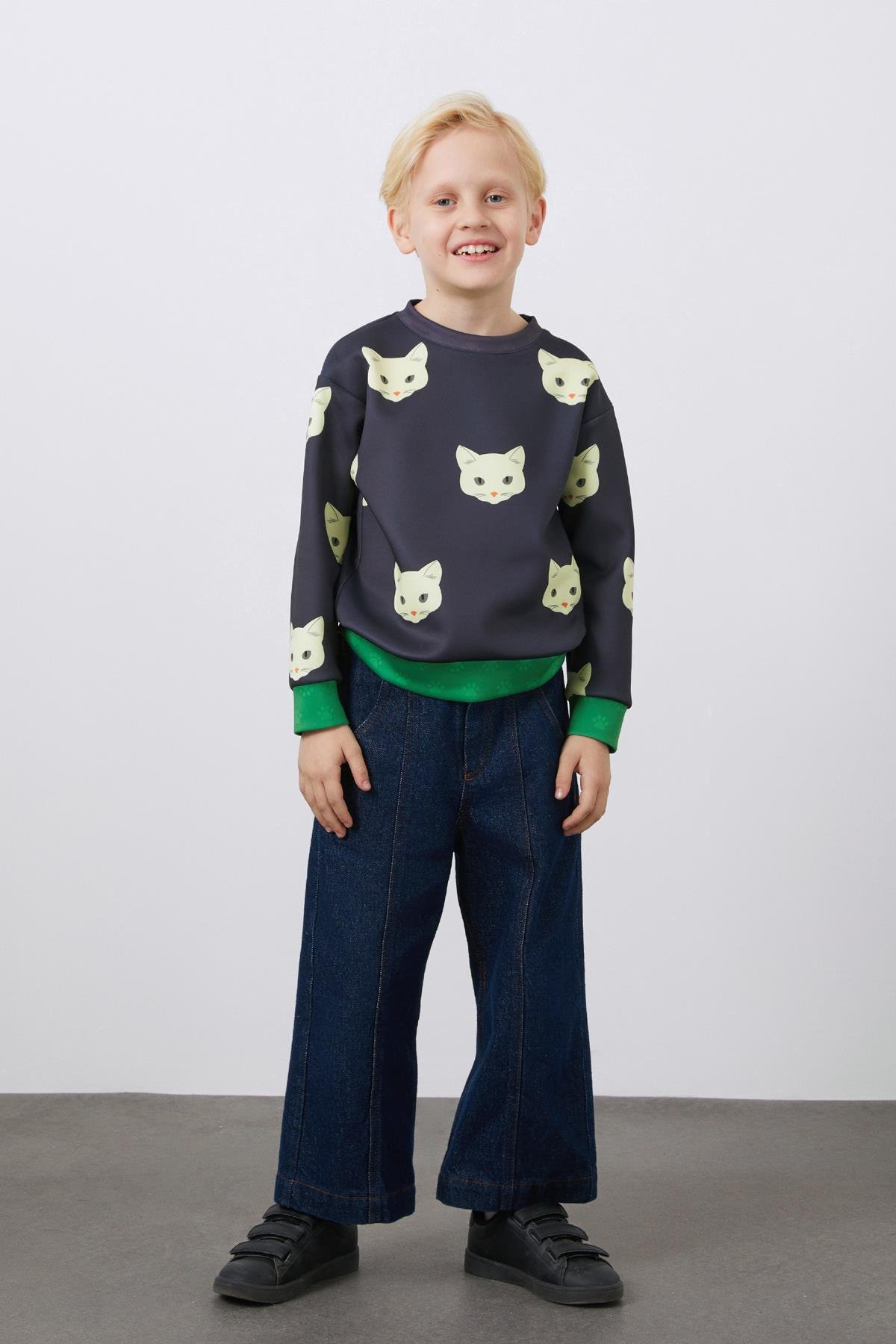Baskılı Garni Detaylı Sweatshirt