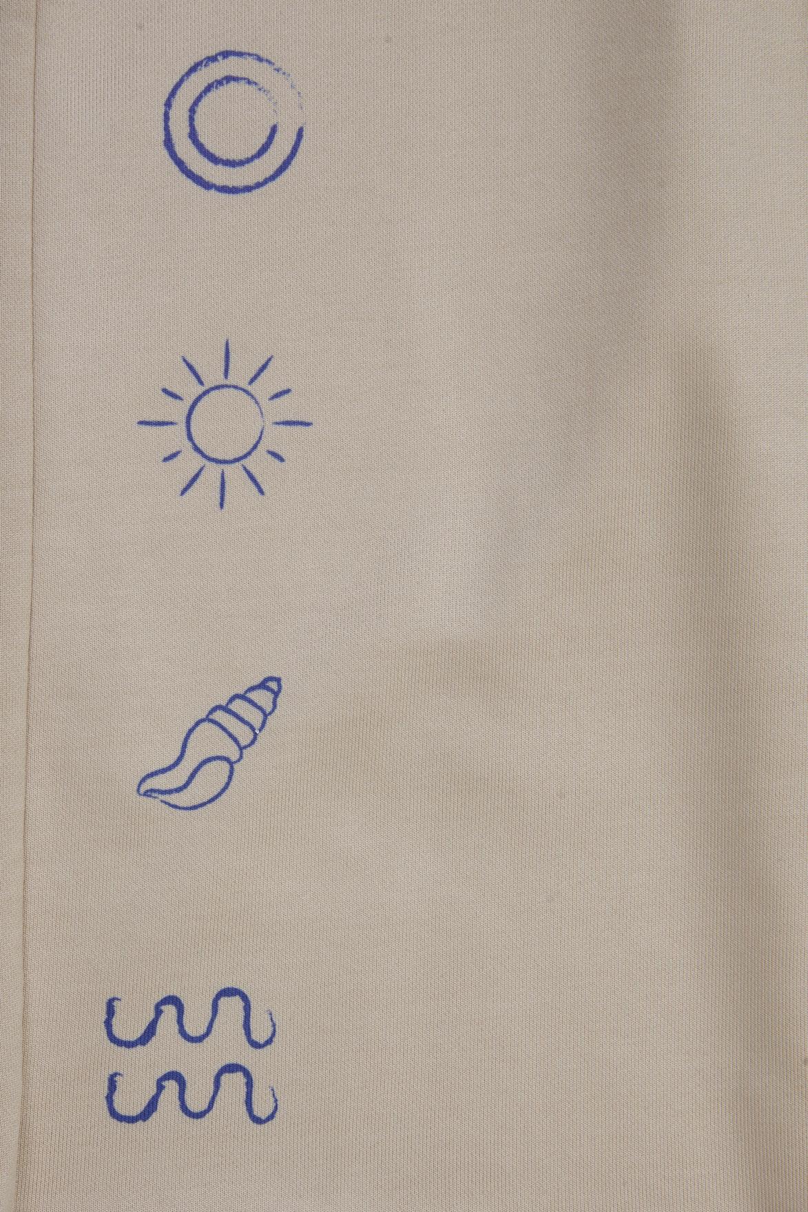 Belden Lastikli Baskılı Bej Eşofman