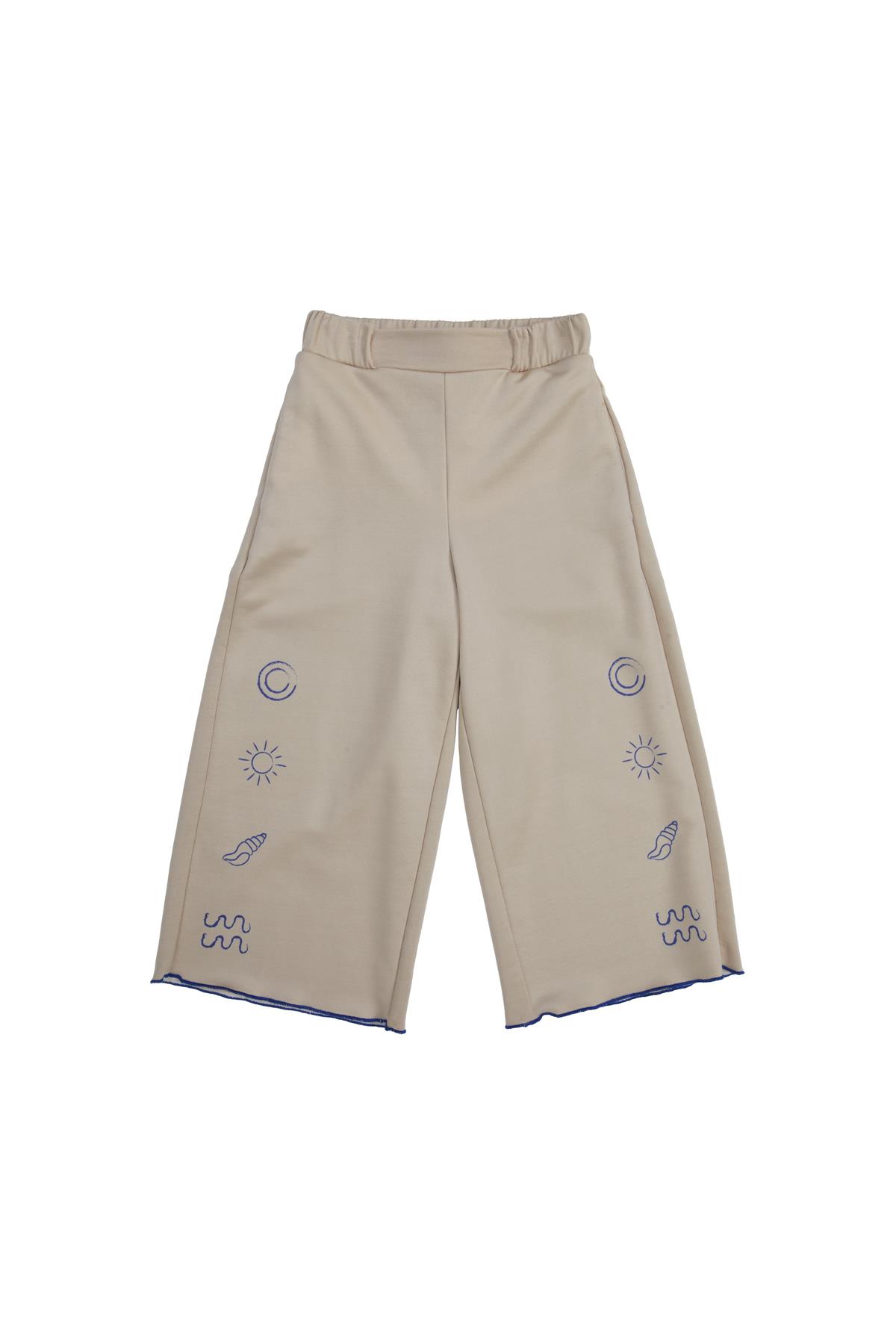 Belden Lastikli Baskılı Bej Eşofman