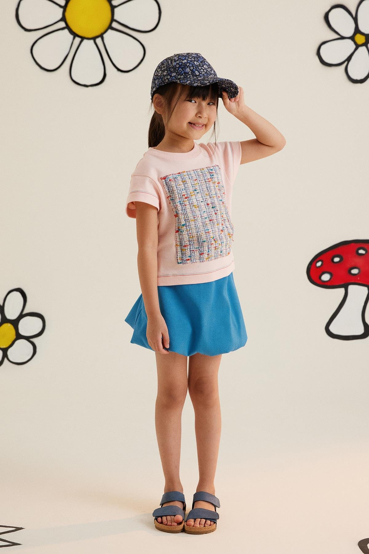 Blue Mini Skirt With Elasticated Waist