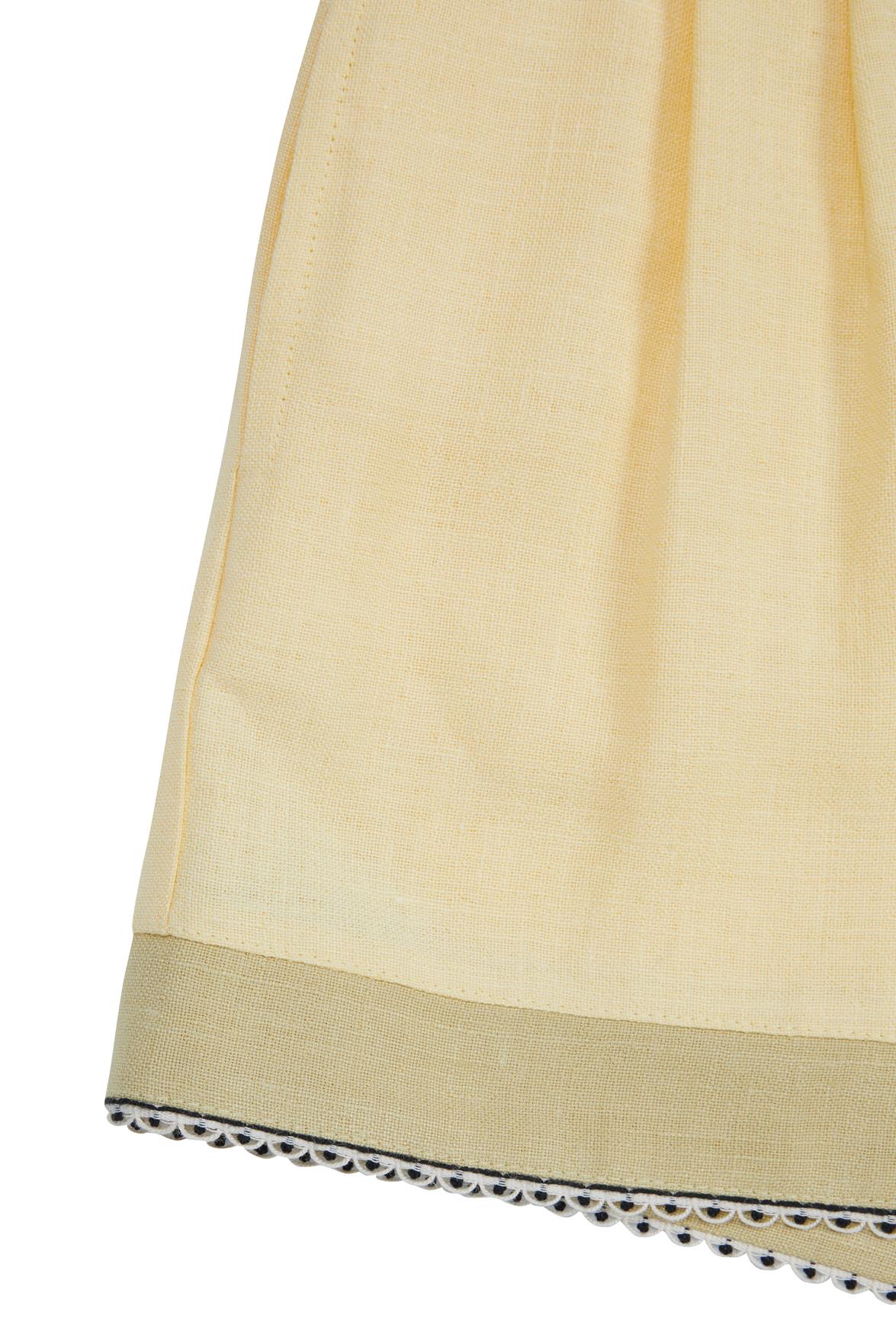 Belden Lastikli Pileli Sarı Şort