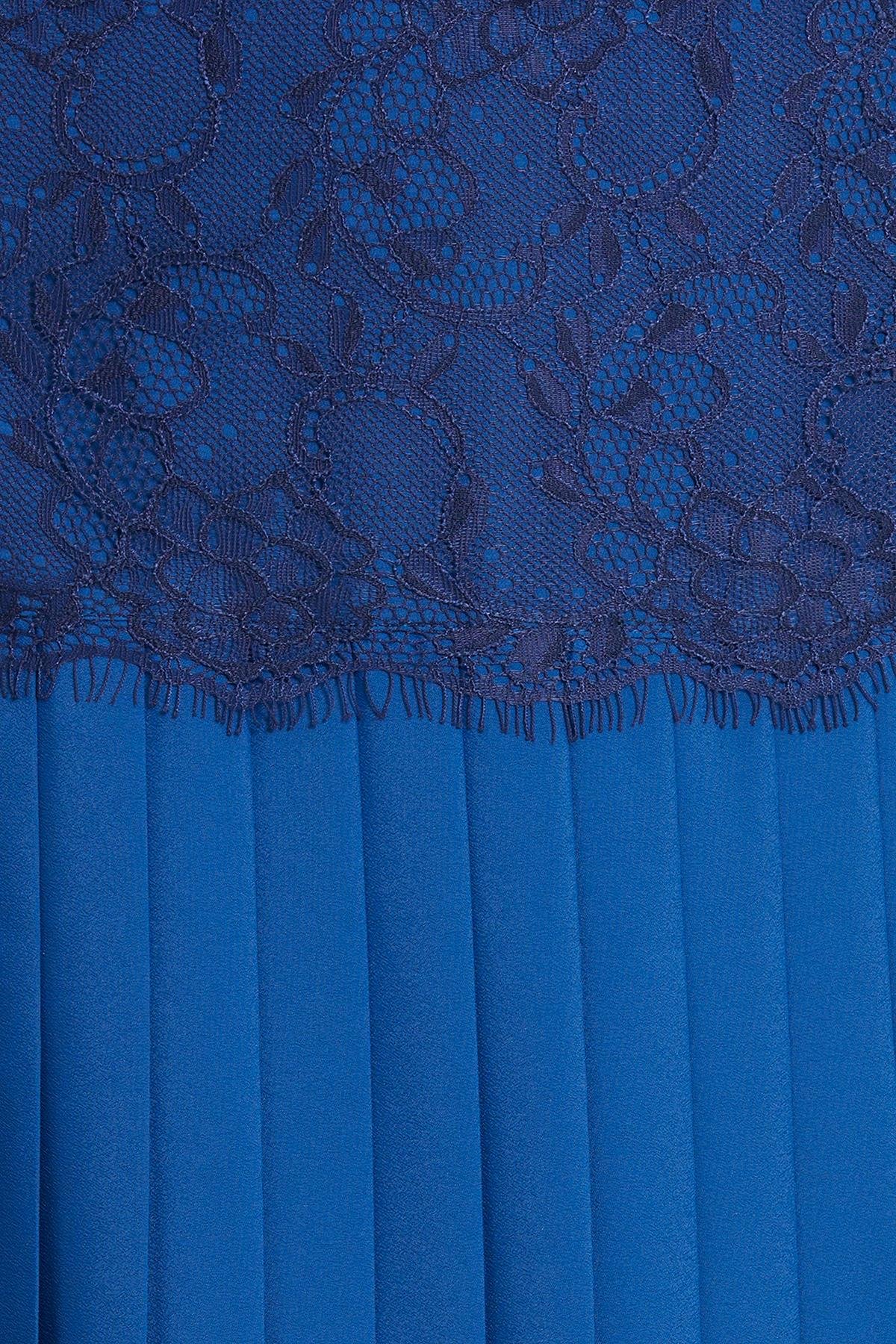 Beli Danetl Detaylı Fermuarlı Altı Pileli Yeşil Etek