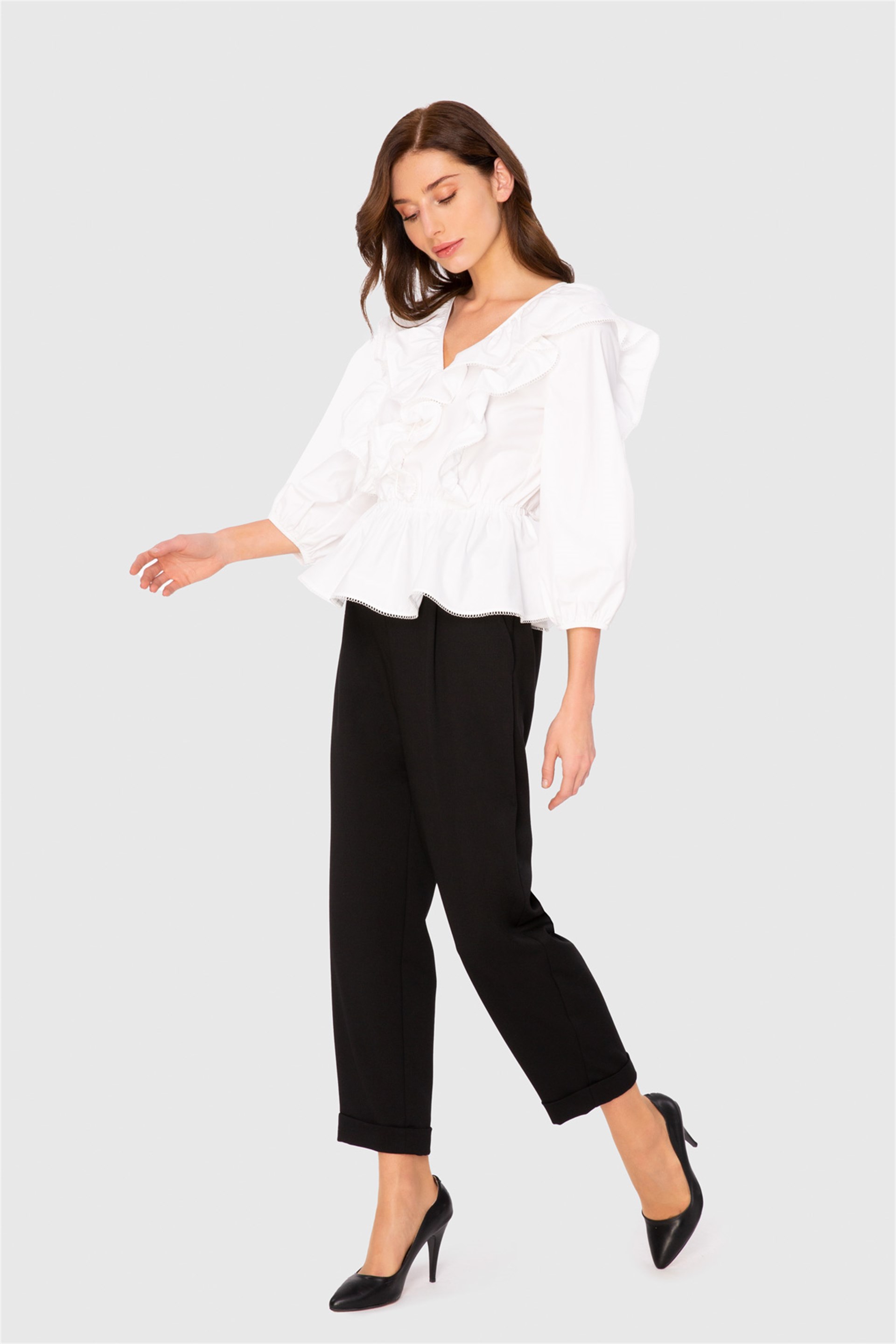 Elastic Waist Double Leg Trousers