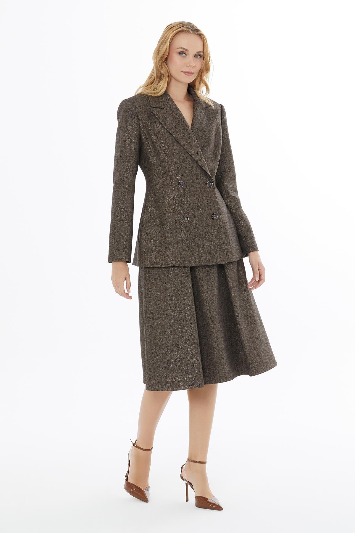 Fitted Brown Striped Blazer