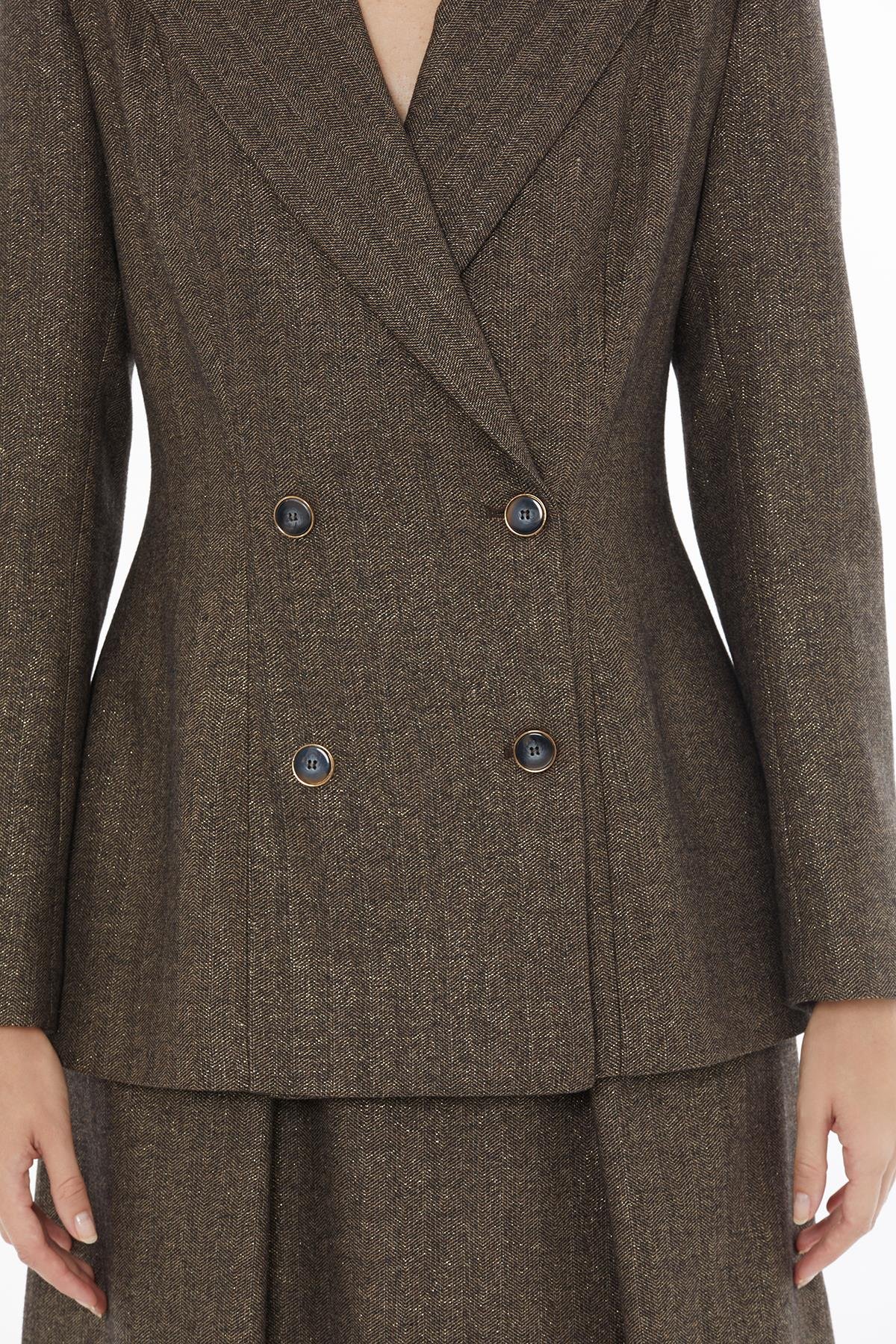 Fitted Brown Striped Blazer