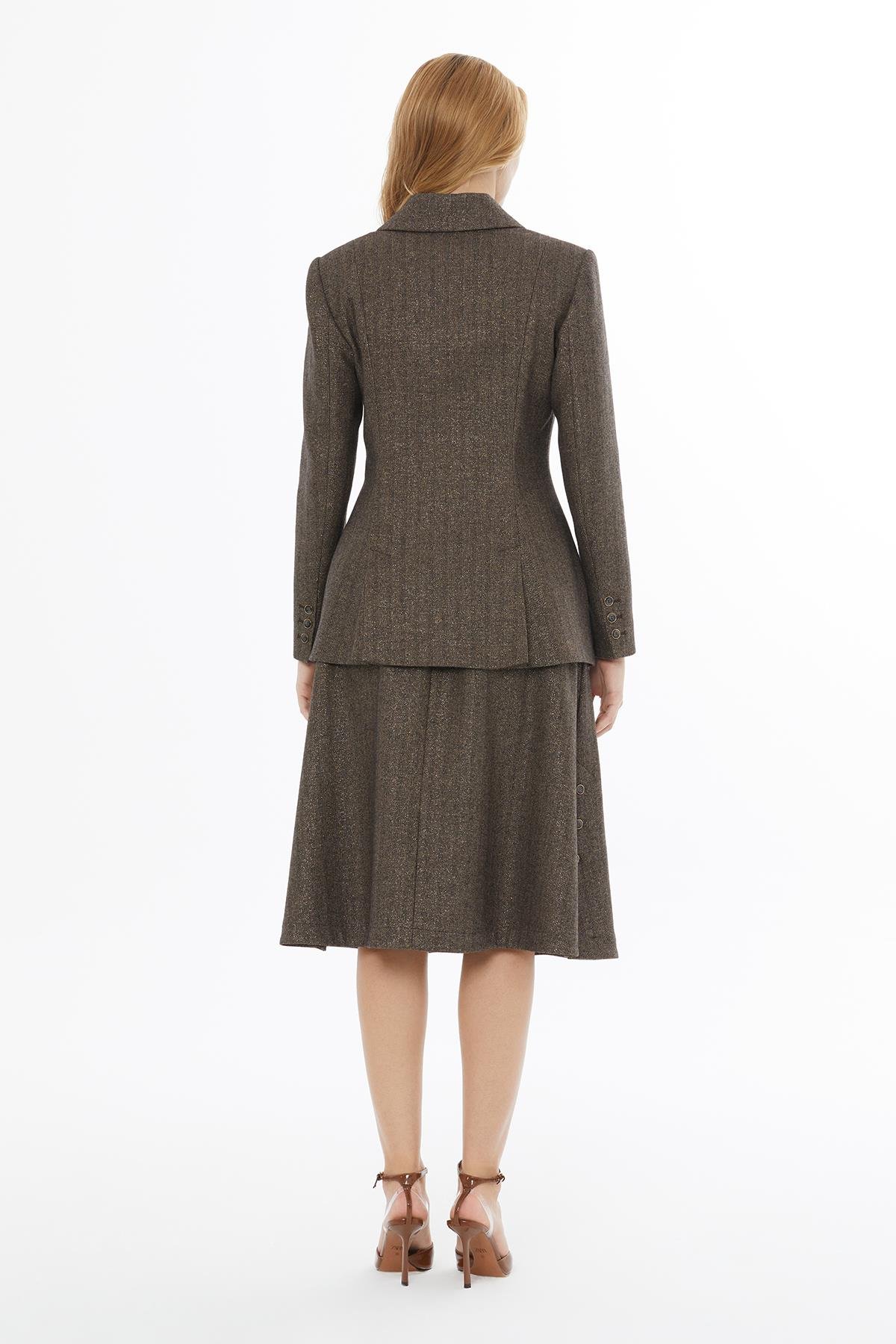 Fitted Brown Striped Blazer