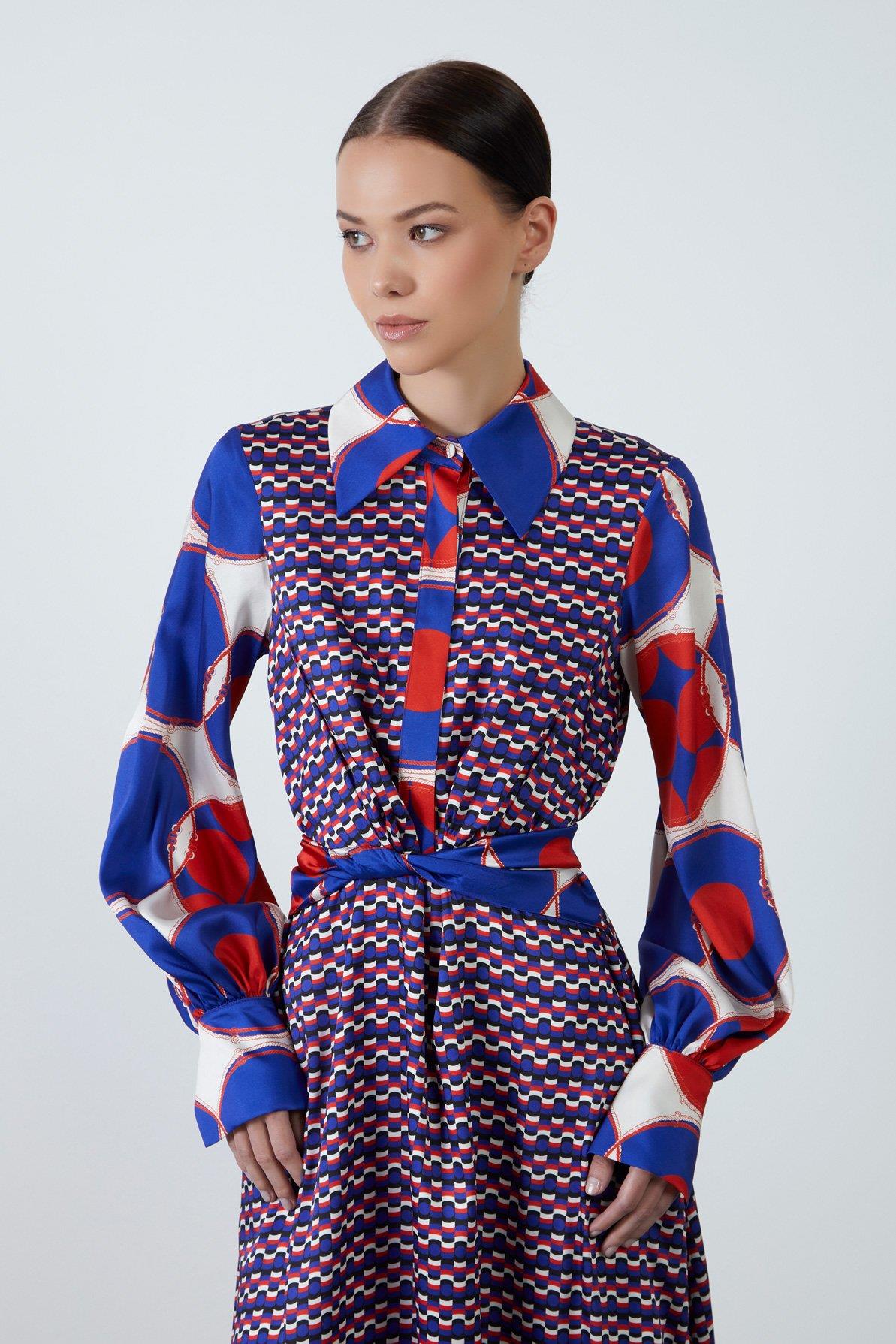 Fixed Waistband Hidden Closure Long Patterned Dress