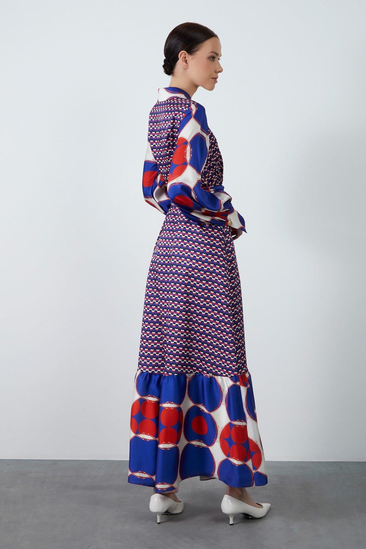 Fixed Waistband Hidden Closure Long Patterned Dress