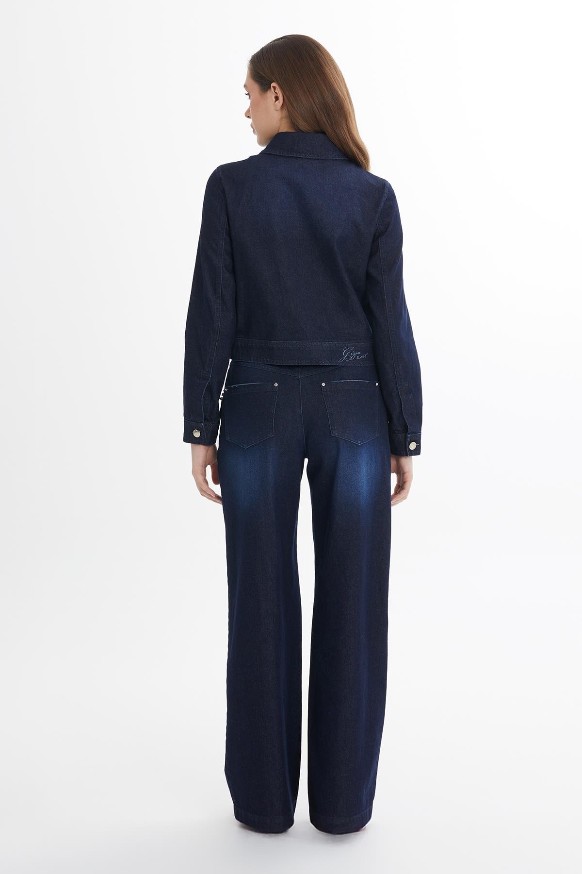 İşleme Detaylı Denim Ceket