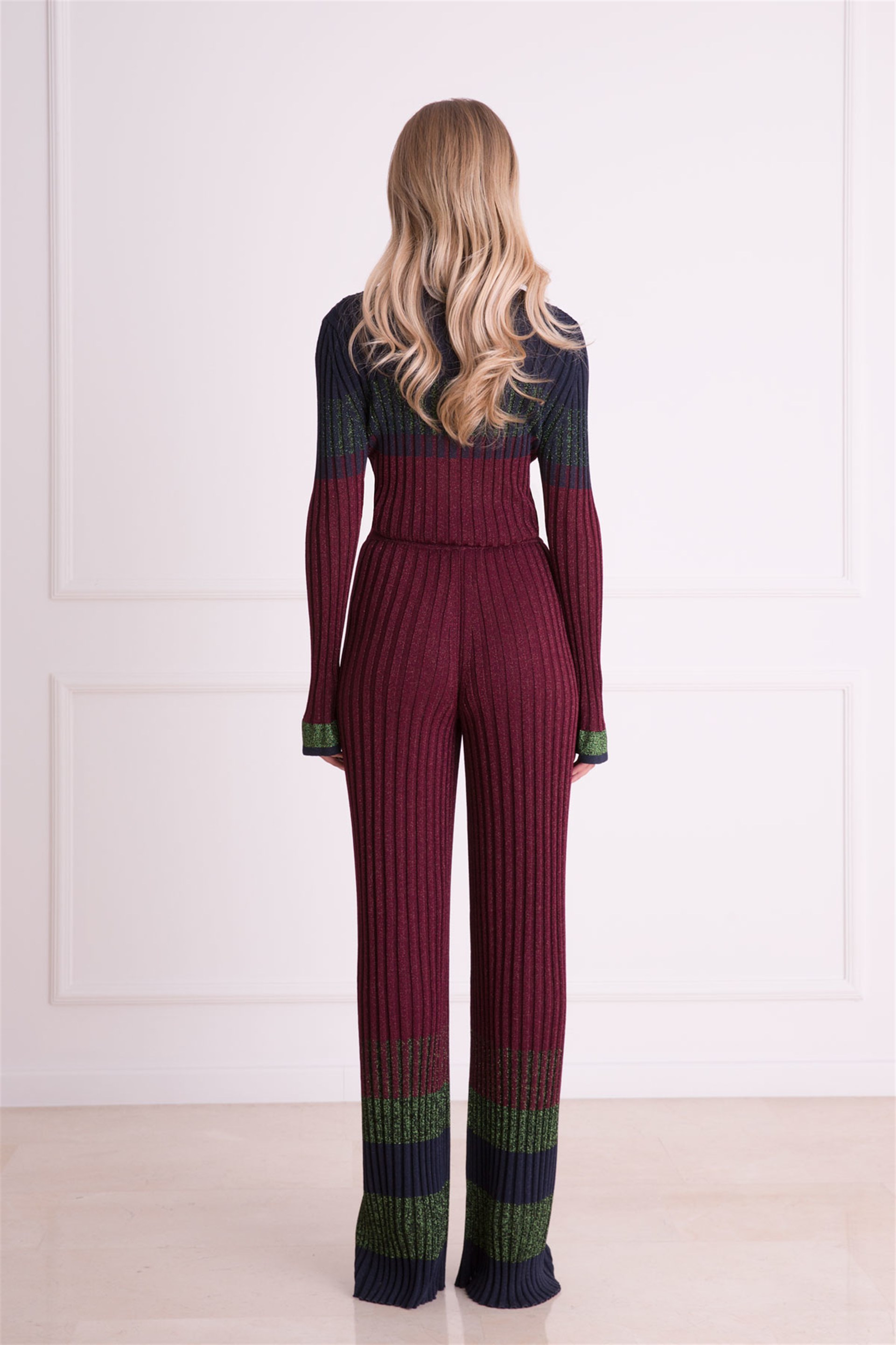 Wide Leg Purple Knitwear Pants