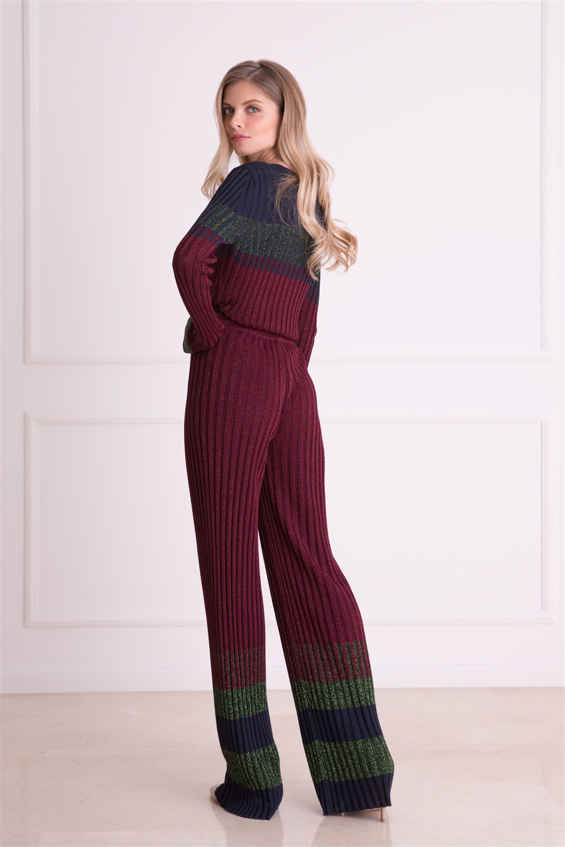 Wide Leg Purple Knitwear Pants