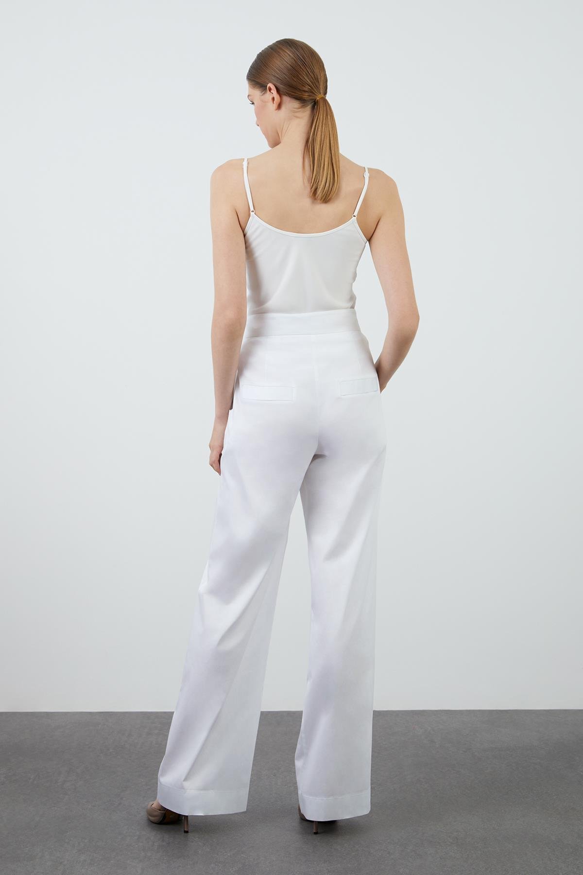 Wide Leg Black Poplin Trousers
