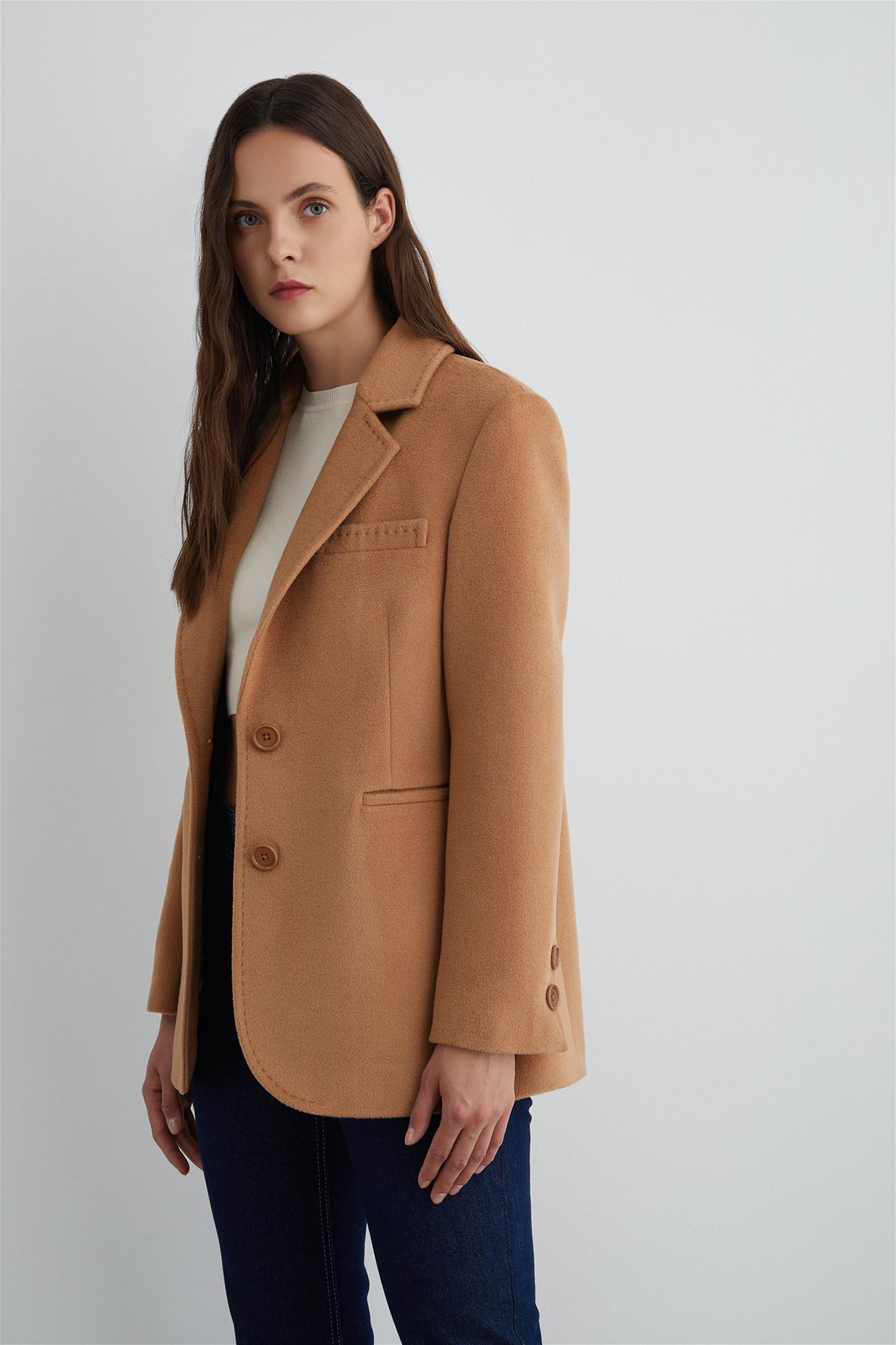 İpek Kaşmir Kısa Kaban