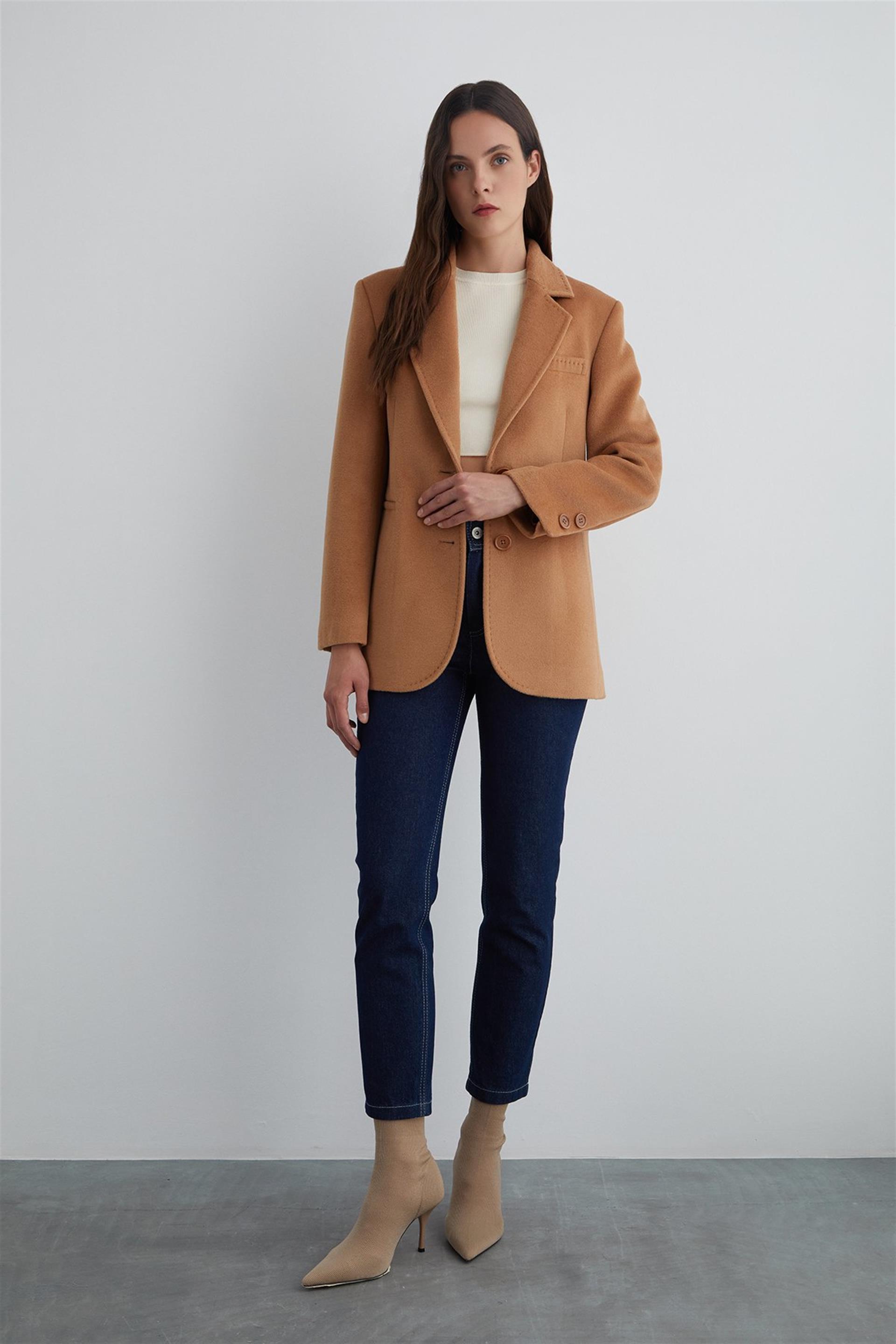 İpek Kaşmir Kısa Kaban