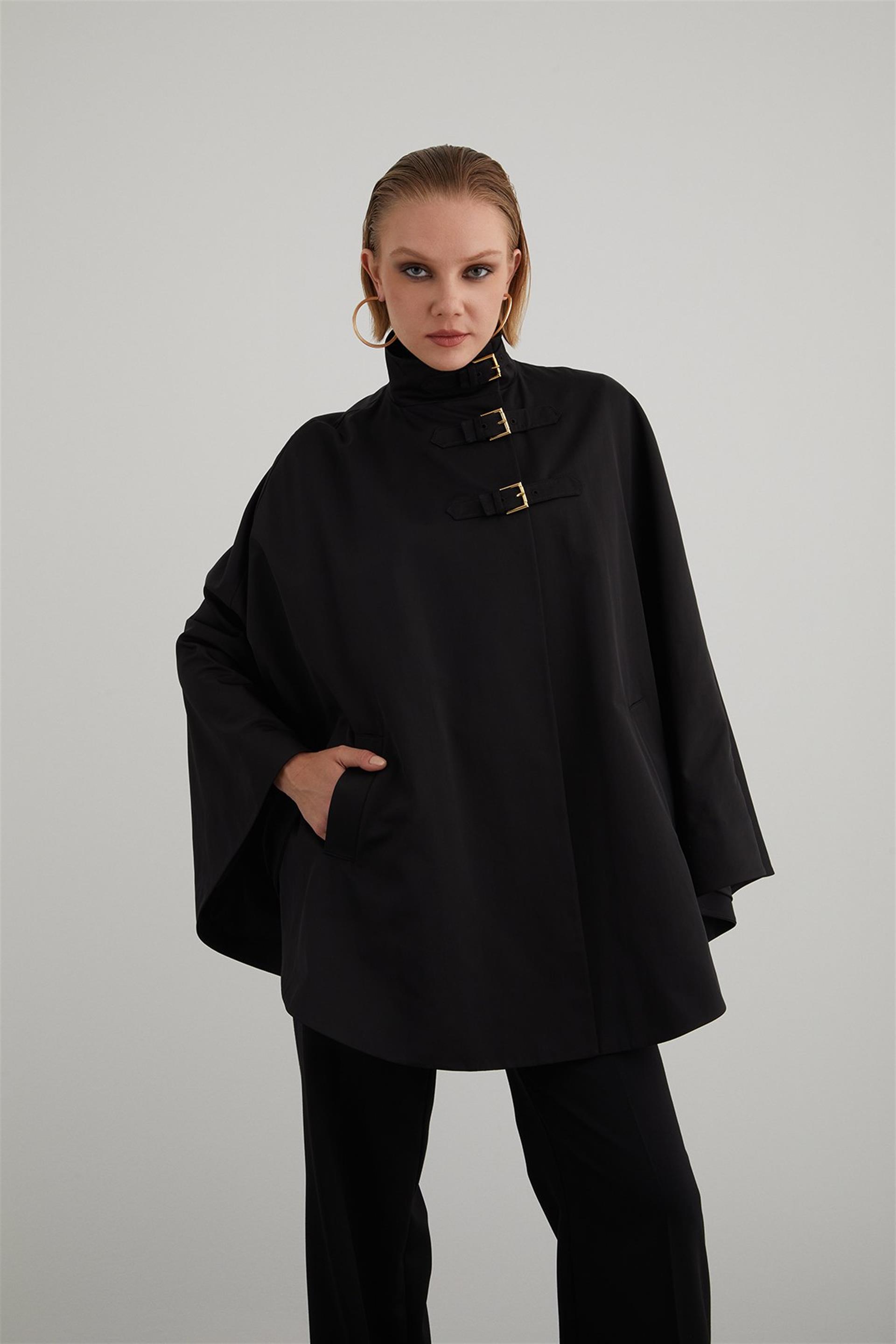 Toka Detaylı Pançodan İlham Alan Pamuk Kahverengi Trençkot