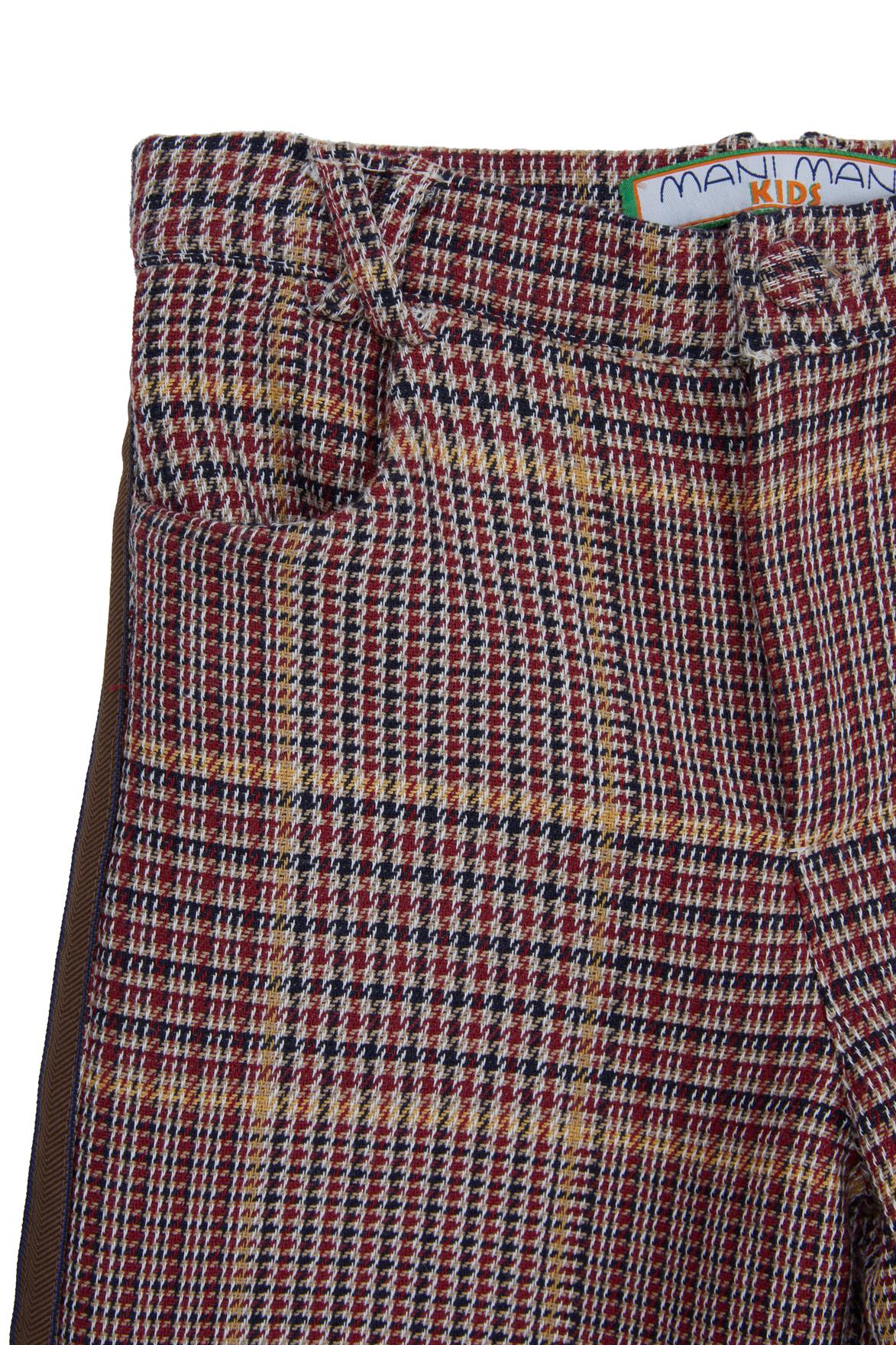 Red Plaid Pants with Crossed Strap Details