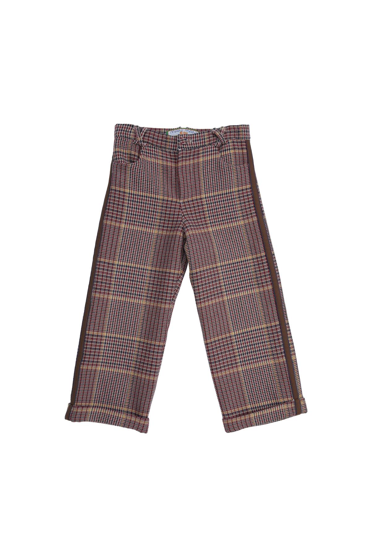Red Plaid Pants with Crossed Strap Details