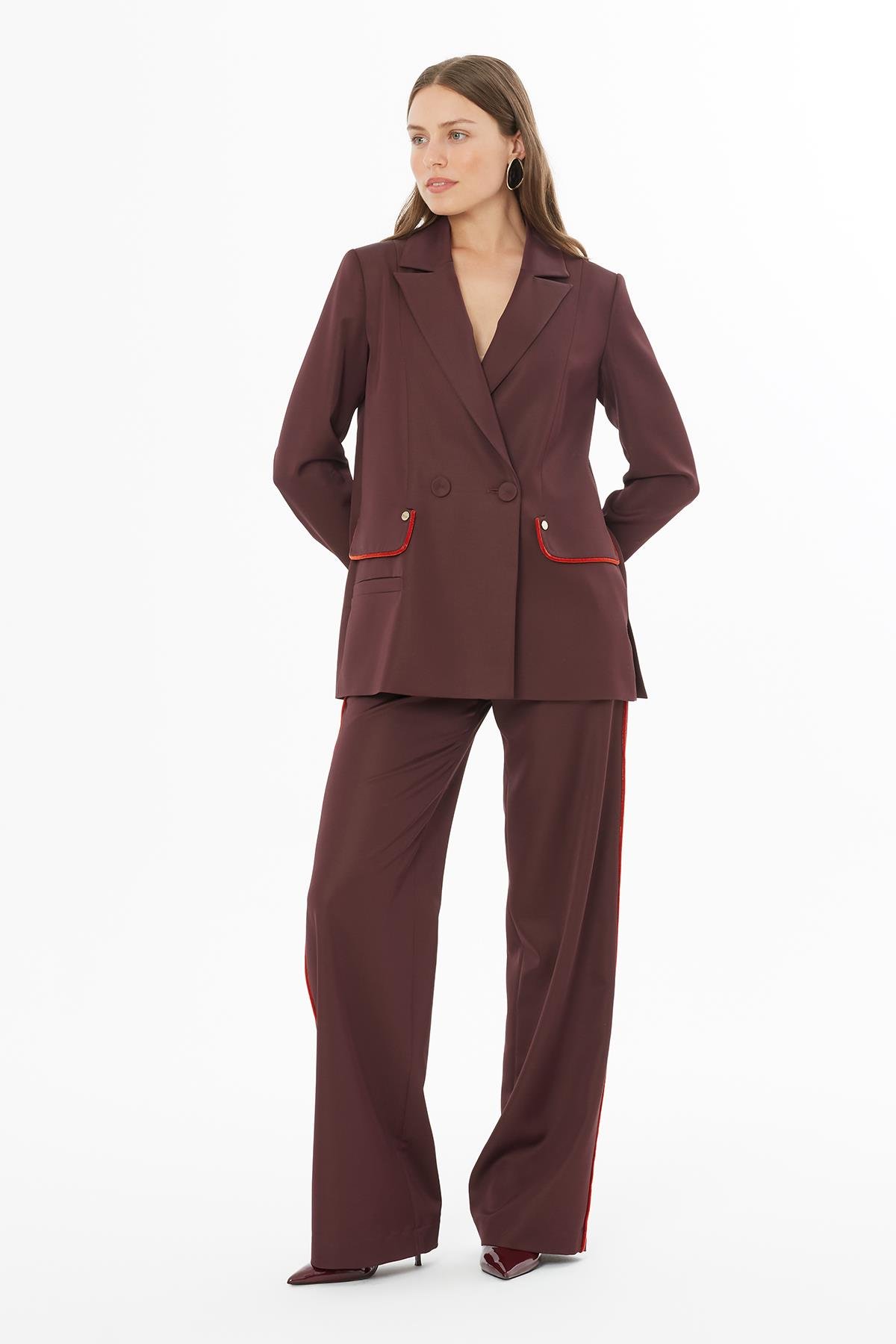 Plum Wrap Jacket with Pocket Detail