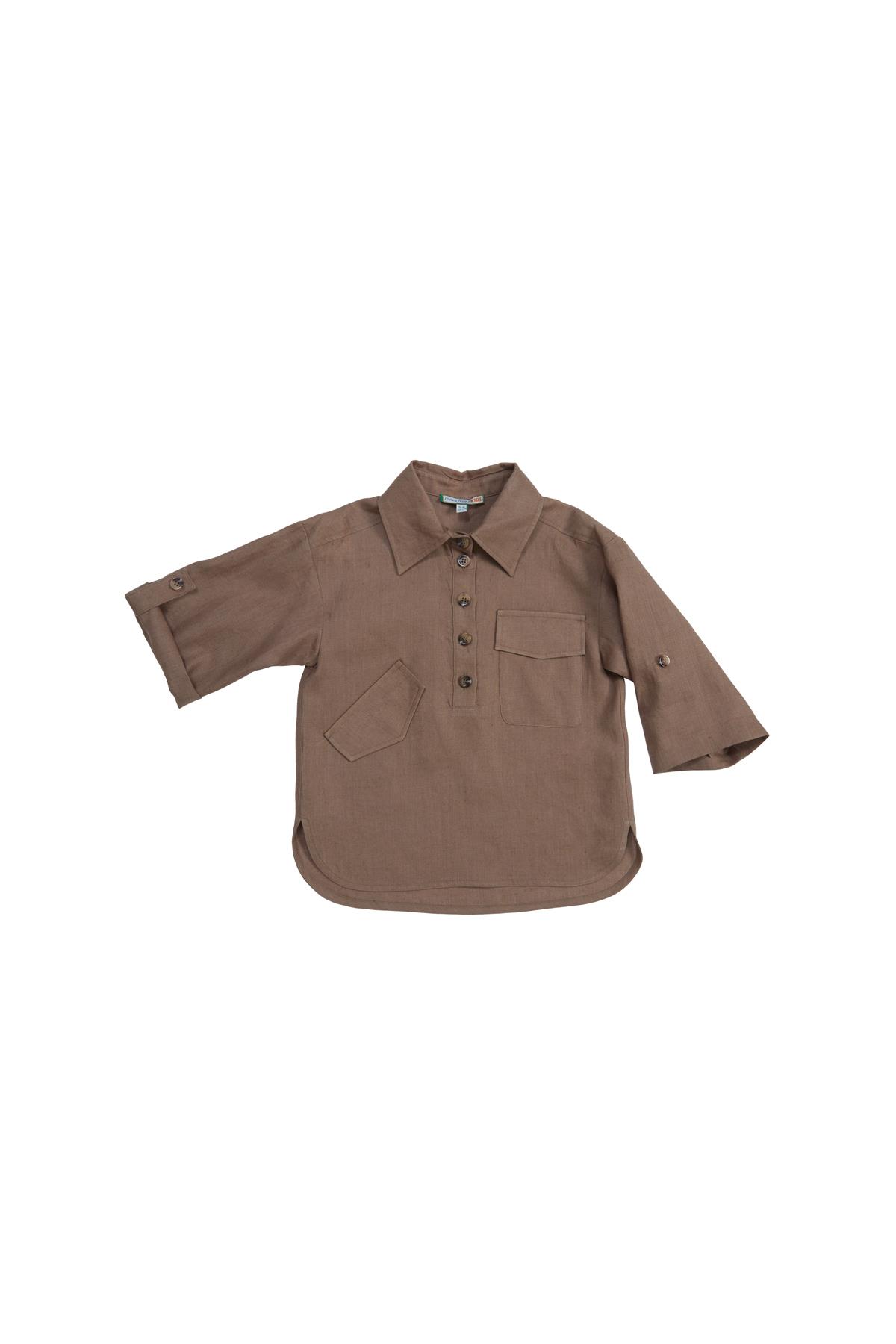 Beige Long-Sleeved Shirt With Pocket Details