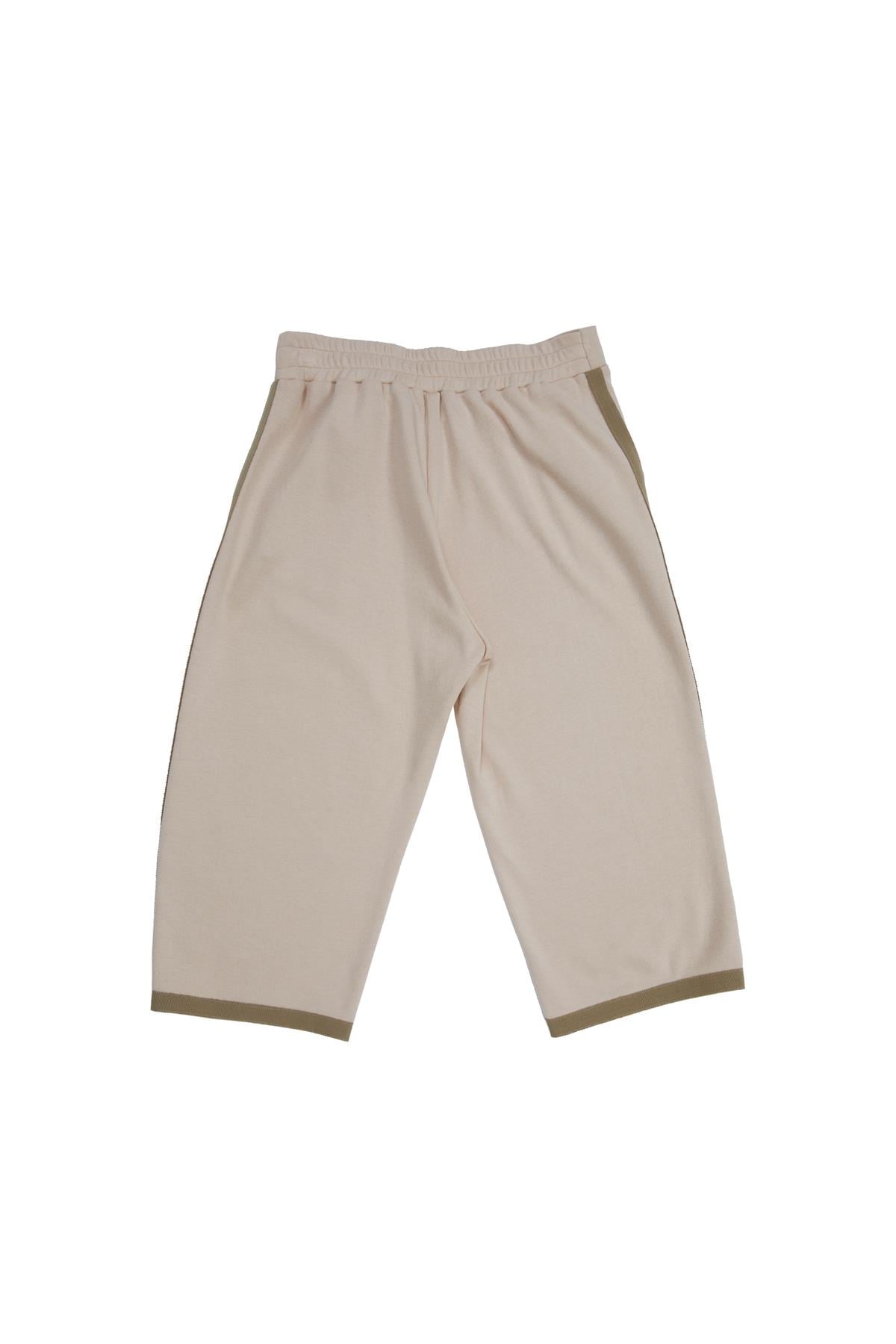 Beige Sweatpants With Pocketed Striped Grosgrain Detail