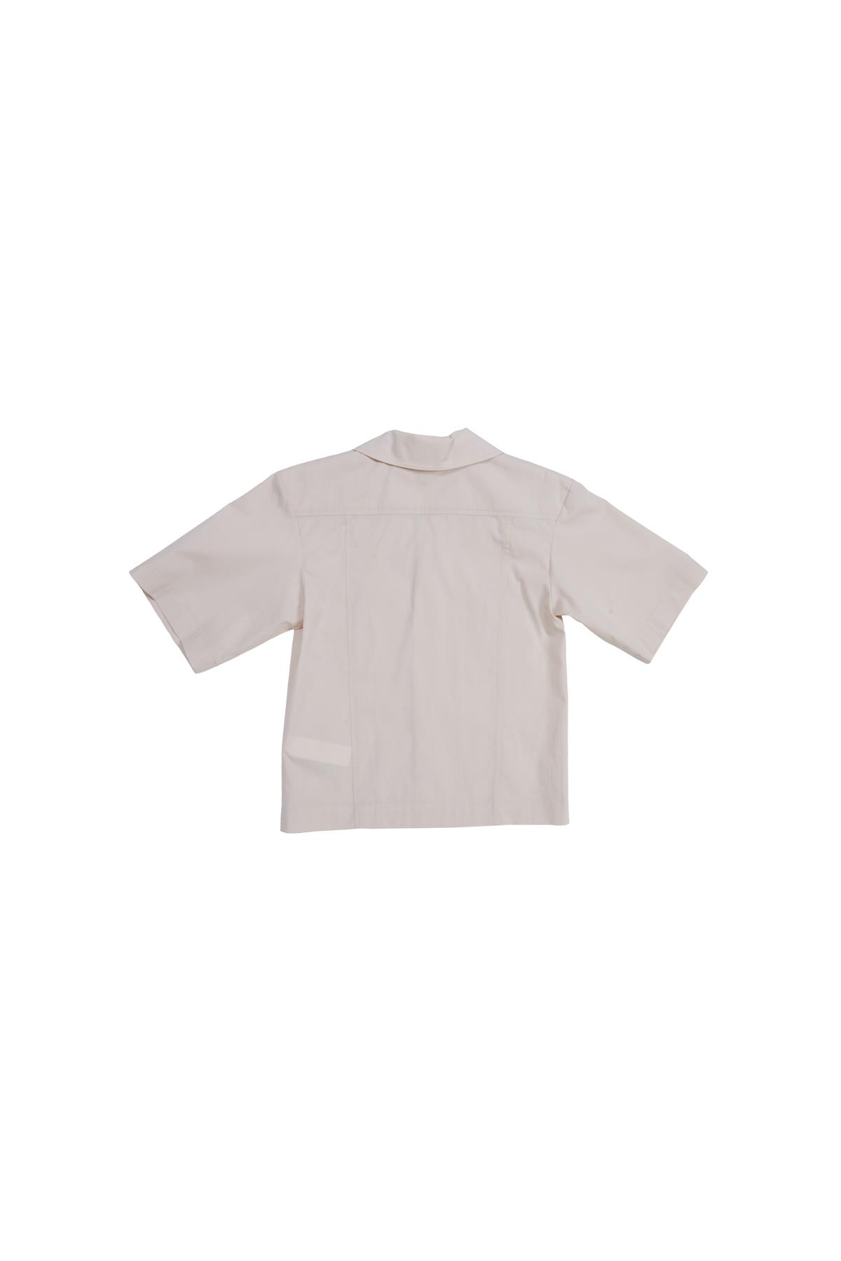 Cepli Erkek Yaka Kısa Kollu Bej Gömlek