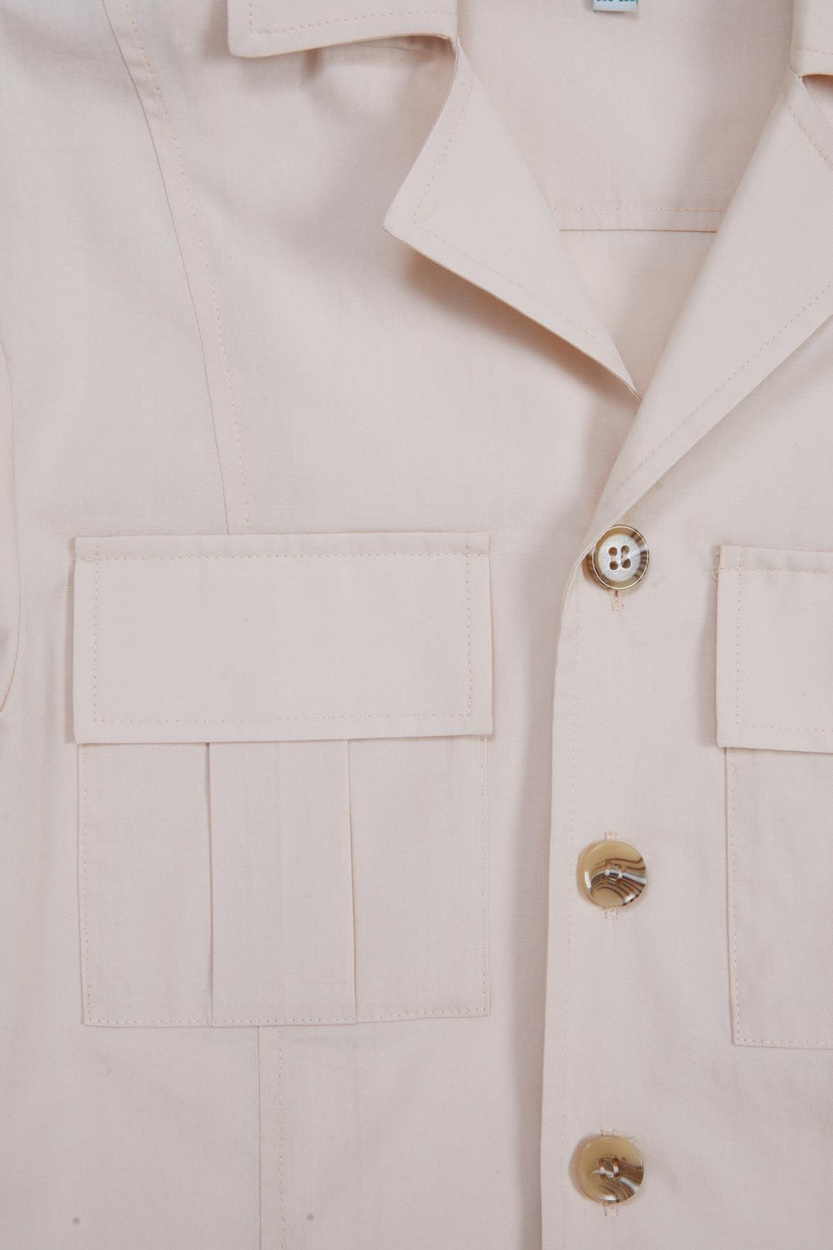 Cepli Erkek Yaka Kısa Kollu Bej Gömlek