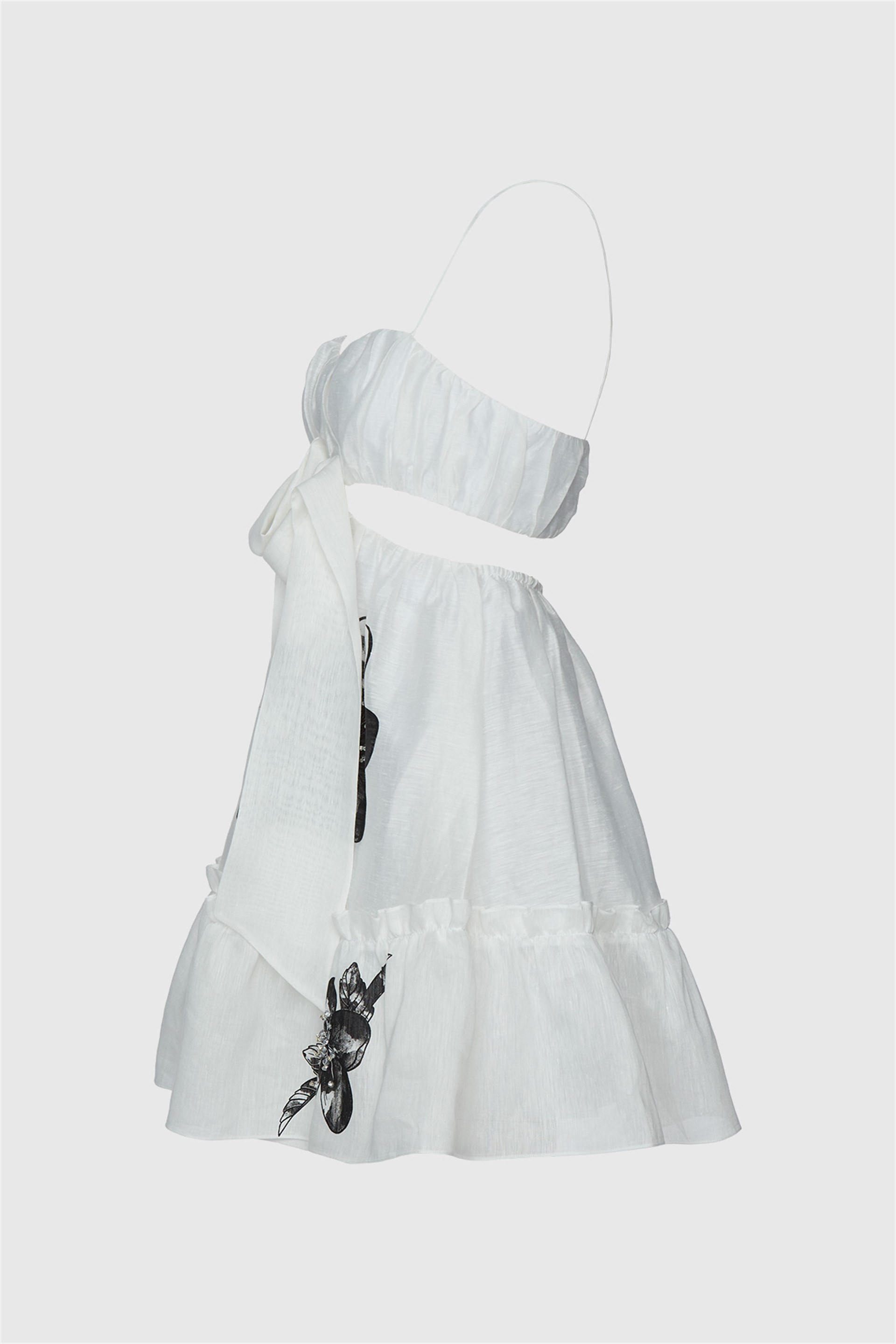 Çiçek Baskı Detaylı İp Askılı Trend  Elbise