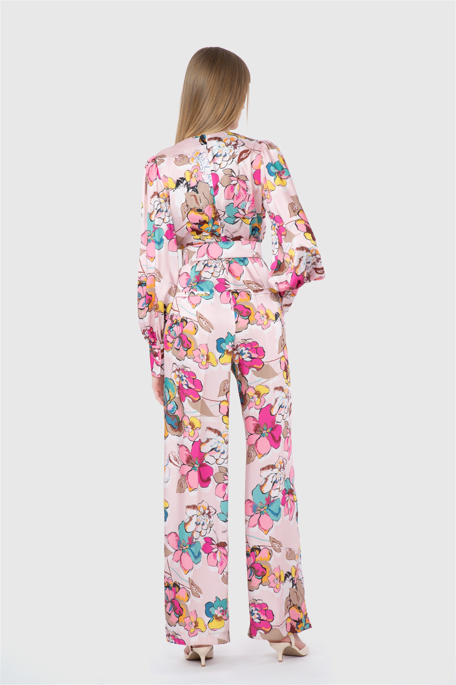 Floral Patterned Belted Jumpsuit