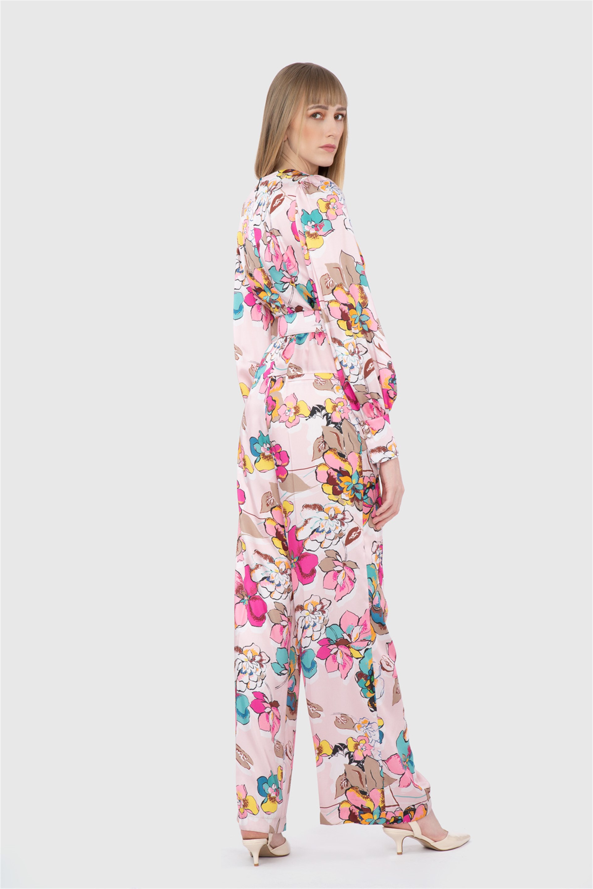Floral Patterned Belted Jumpsuit