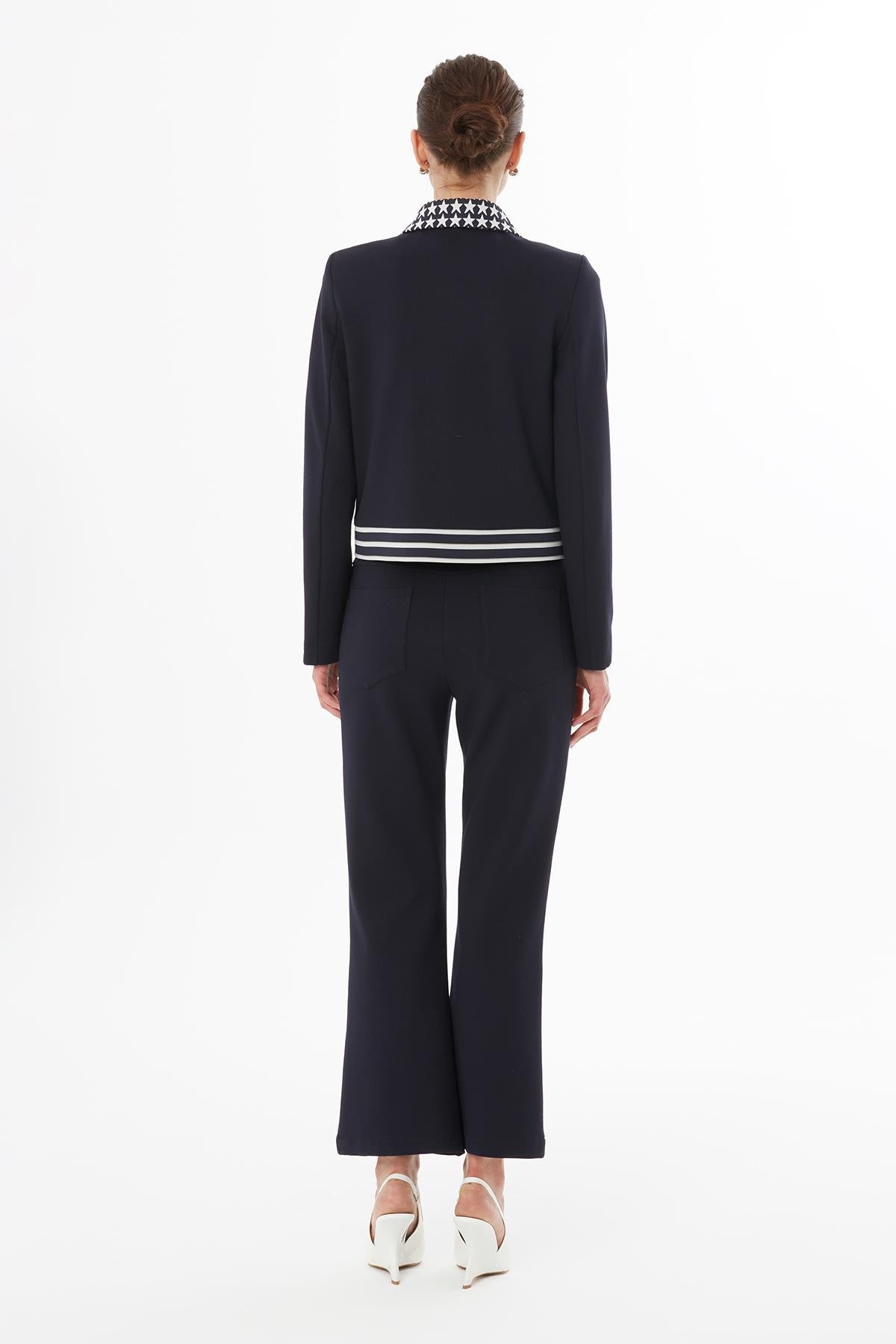 Short Jacket with Zip and Stripe Detail